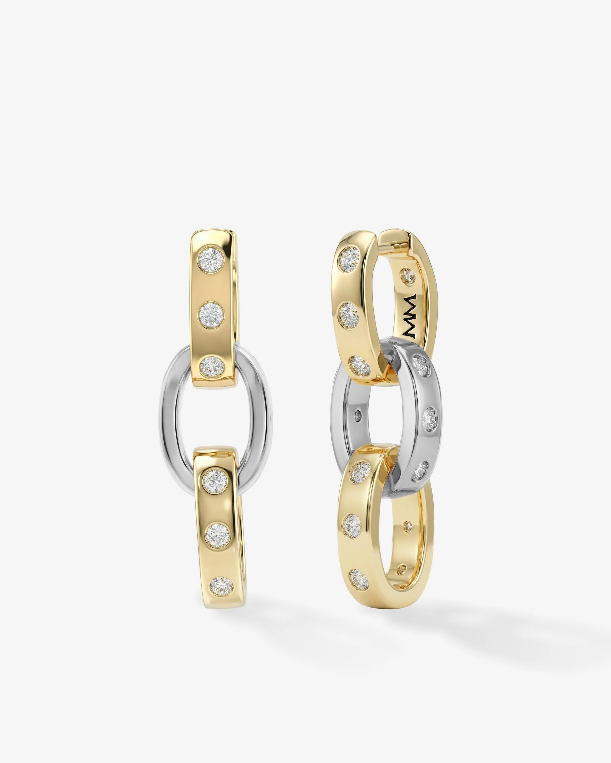 Ashley Chain Convertible Earring - Mixed Metal|White Diamondettes