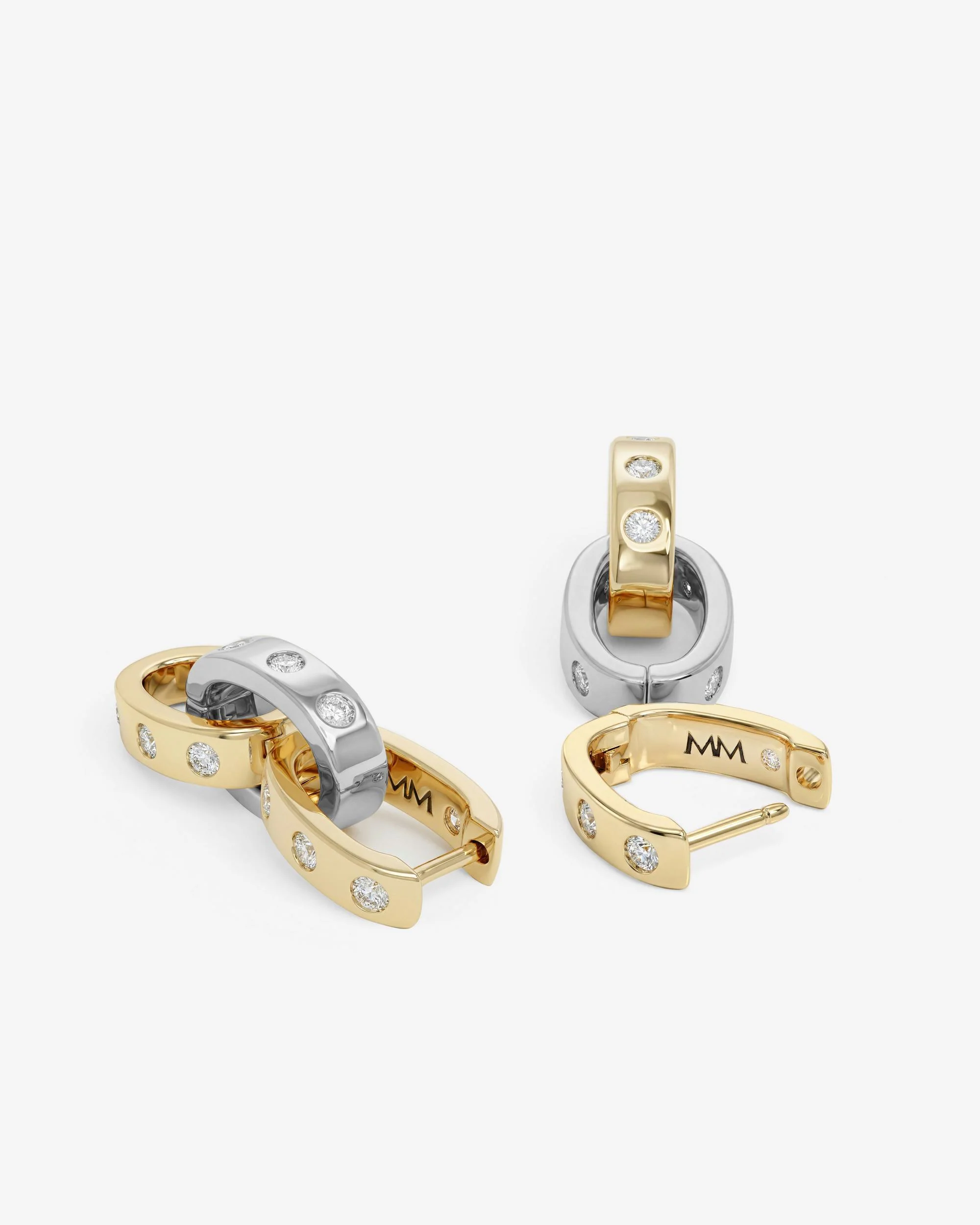 Ashley Chain Convertible Earring - Mixed Metal|White Diamondettes - Image 3