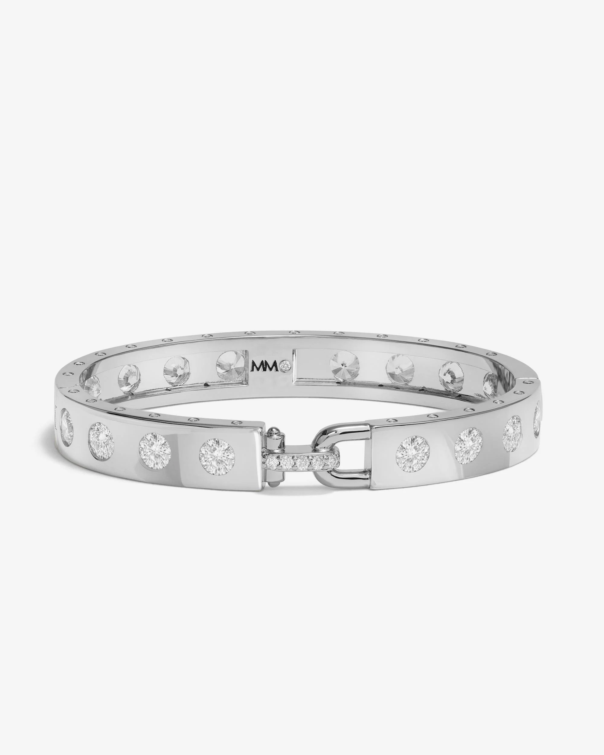 Ashley Rodeo Lock Cuff 9mm - Silver|White Diamondettes
