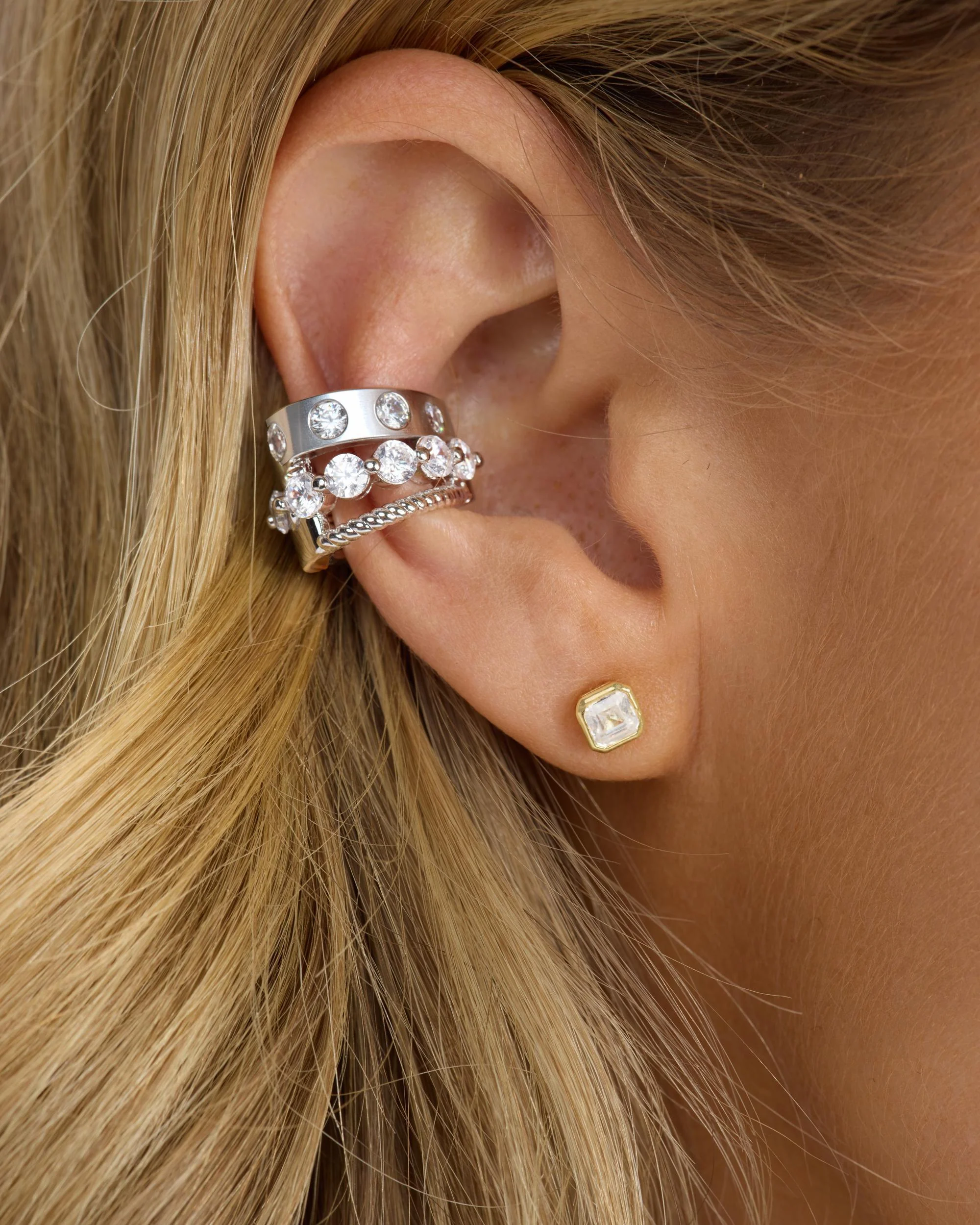 Ashley Venice Ear Cuff - Silver|White Diamondettes - Image 2