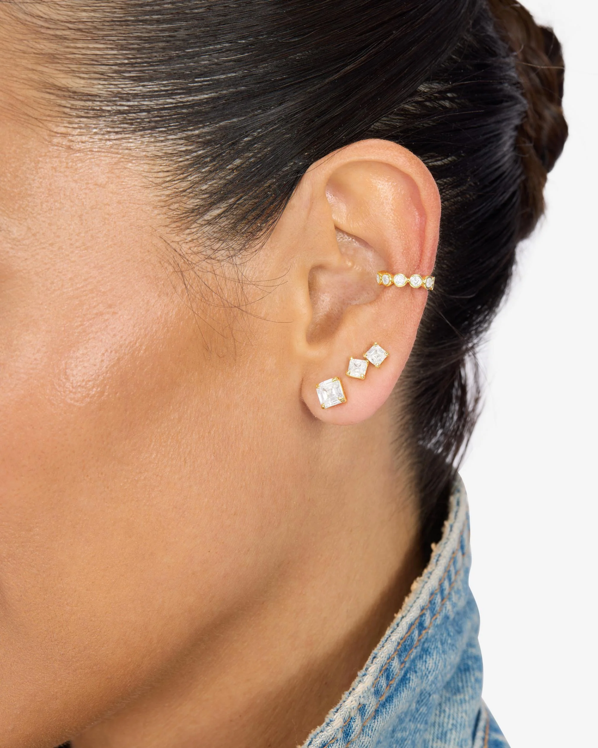 Baroness Ear Cuff - Gold|White Diamondettes - Image 2