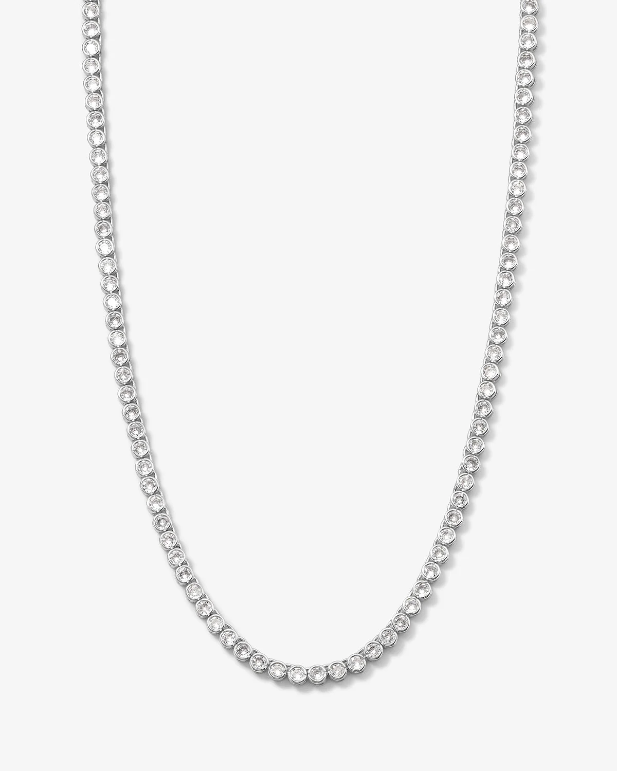 Baroness Tennis Necklace 3mm - Silver|White Diamondettes