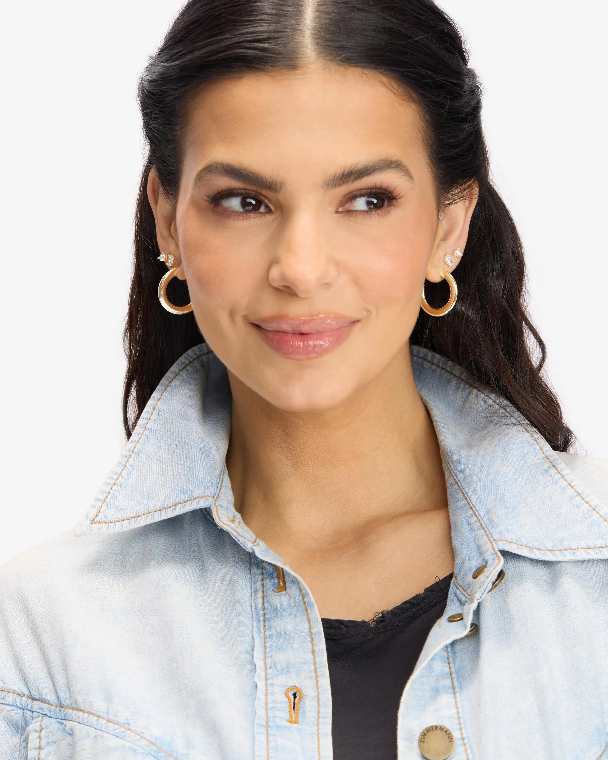 Beacon Hoops 1" - Gold|White Diamondettes - Image 2