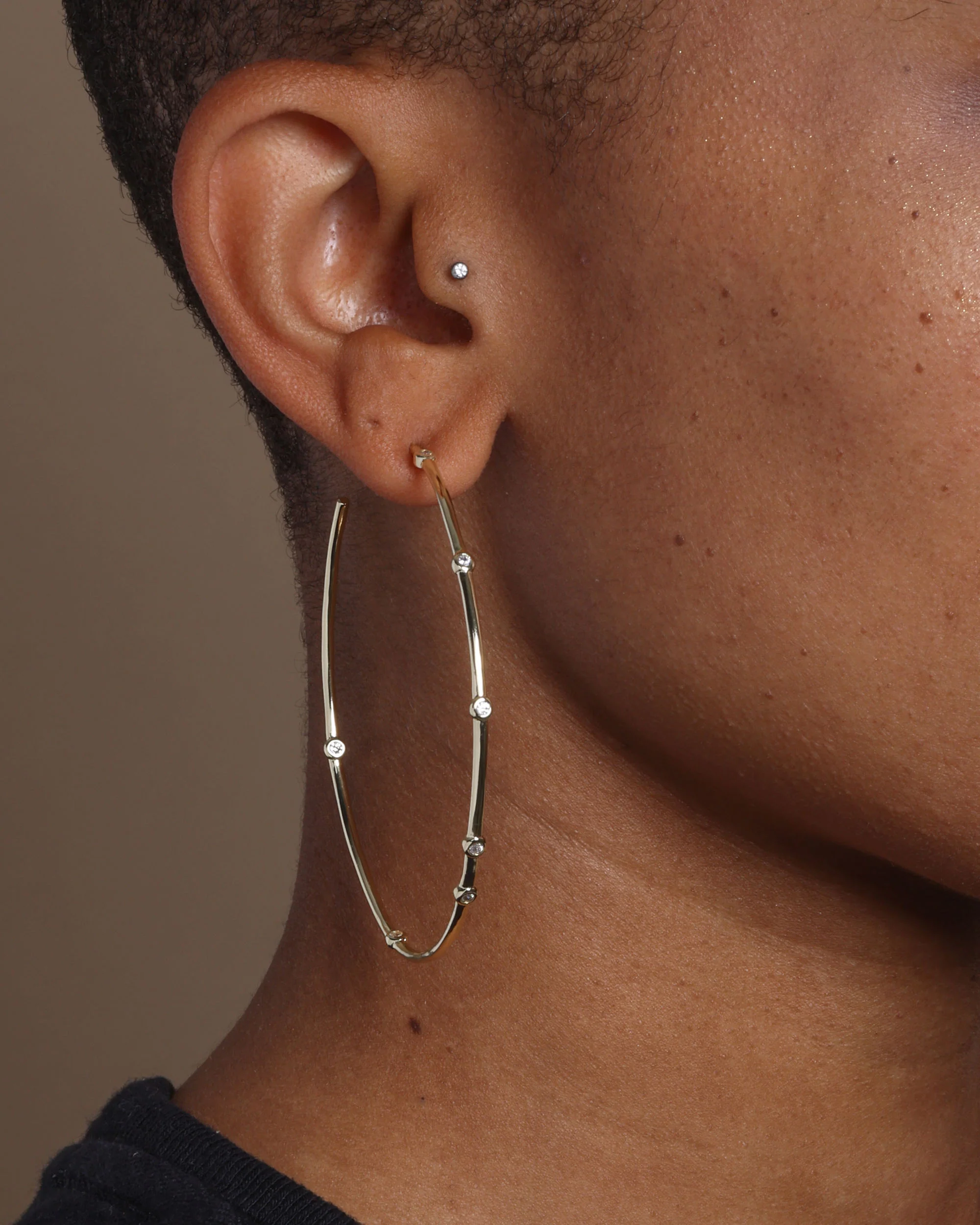 Big Ass Hoops 2.5" - Gold|White Diamondettes - Image 2