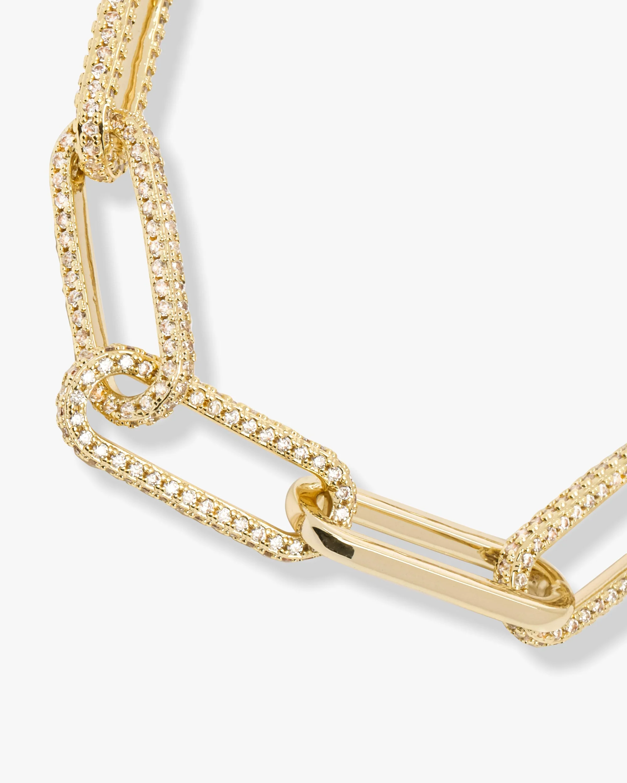 Carrie Pavé Chain Link Bracelet 8mm - Gold|White Diamondettes - Image 3