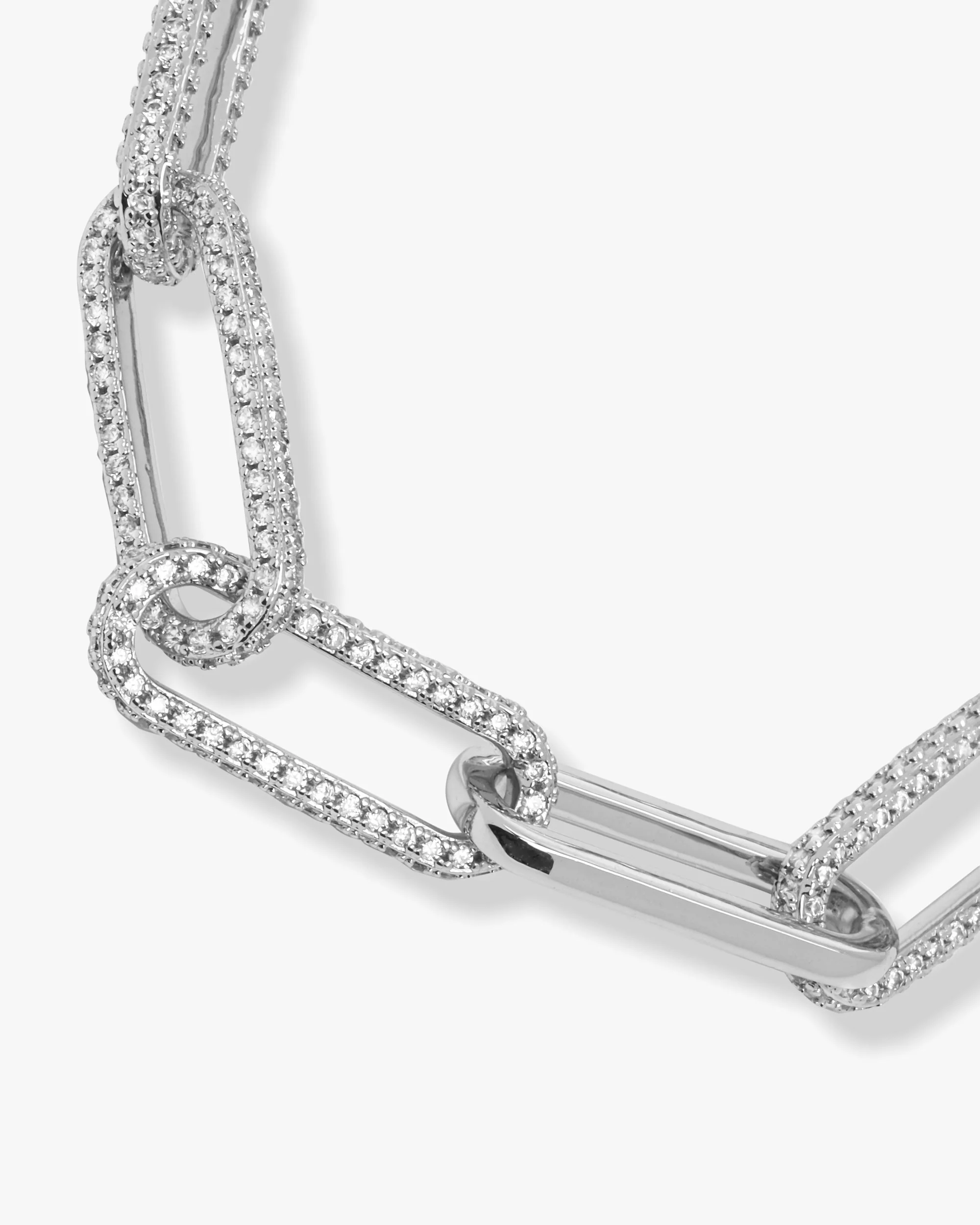 Carrie Pavé Chain Necklace 8mm - Silver|White Diamondettes - Image 3
