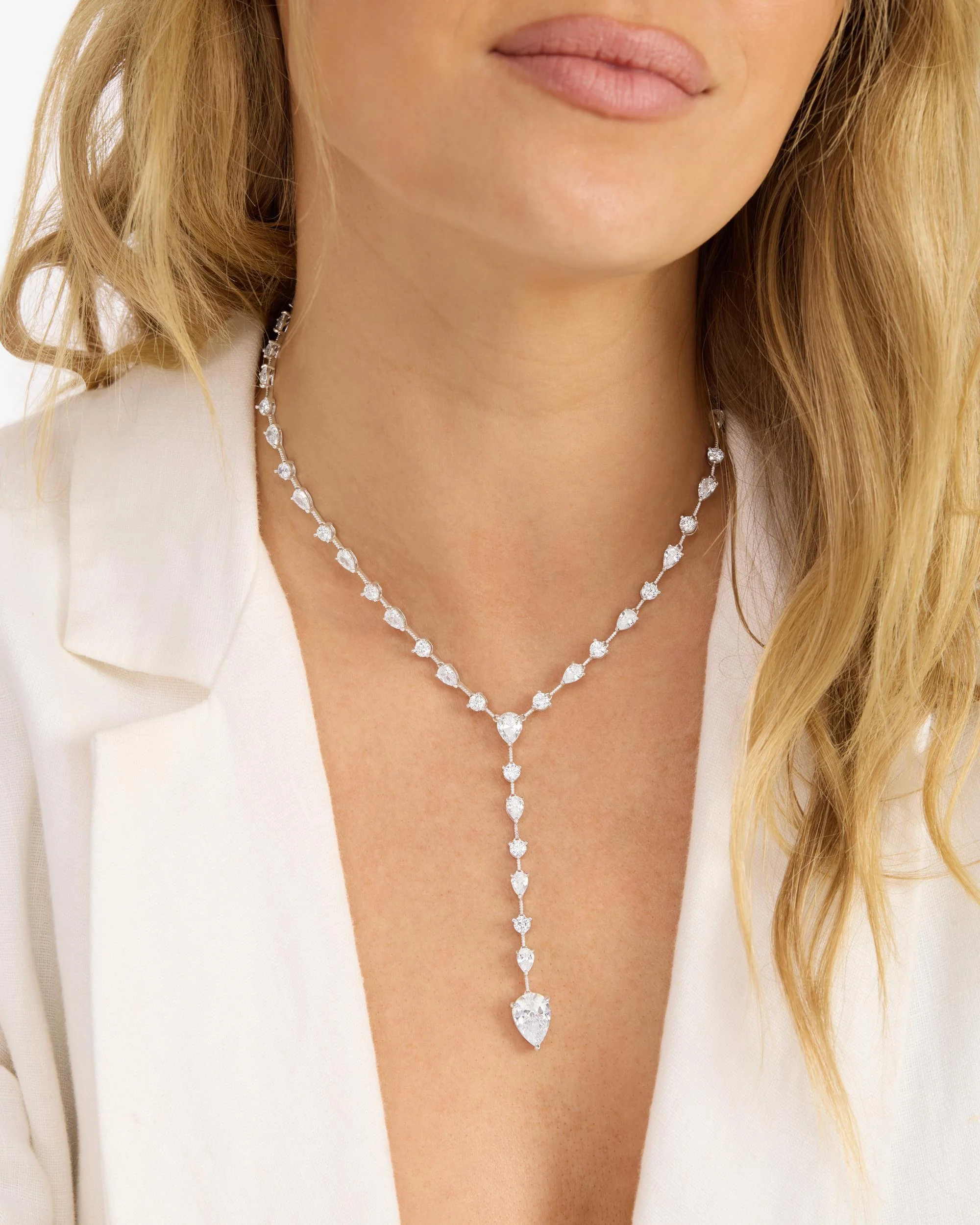 "F-ing Gorgeous" Lariat - Silver|White Diamondettes - Image 2