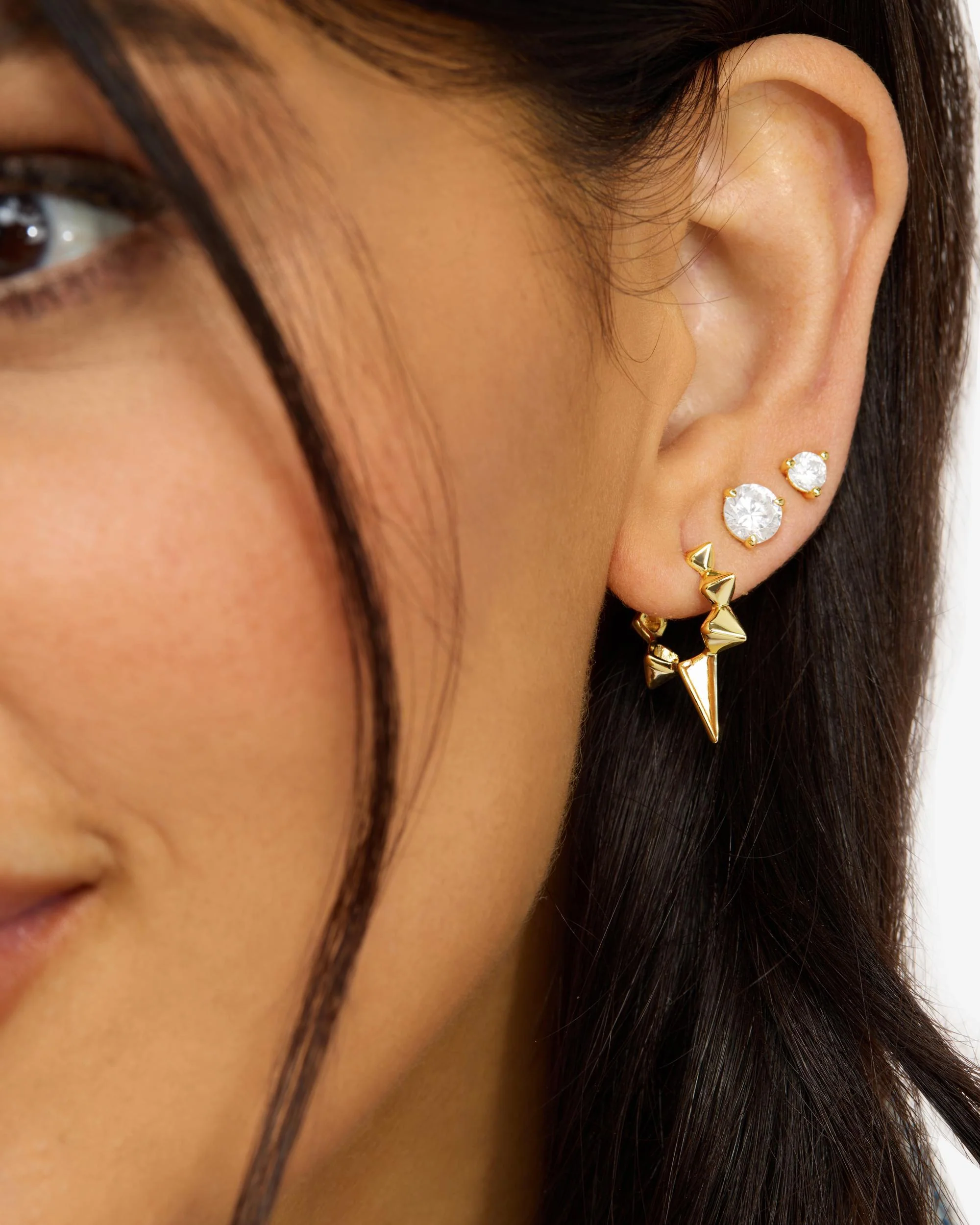 Gabriella Spiked Hoops - Gold - Image 2