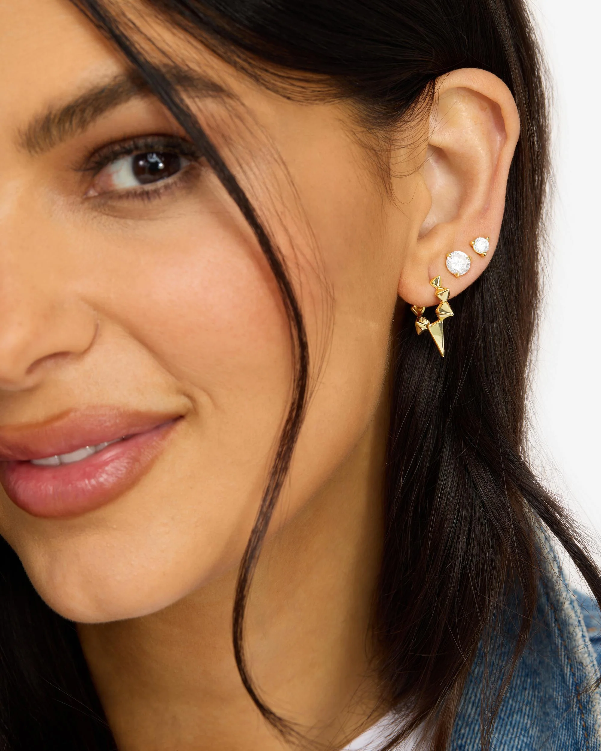 Gabriella Spiked Hoops - Gold - Image 4