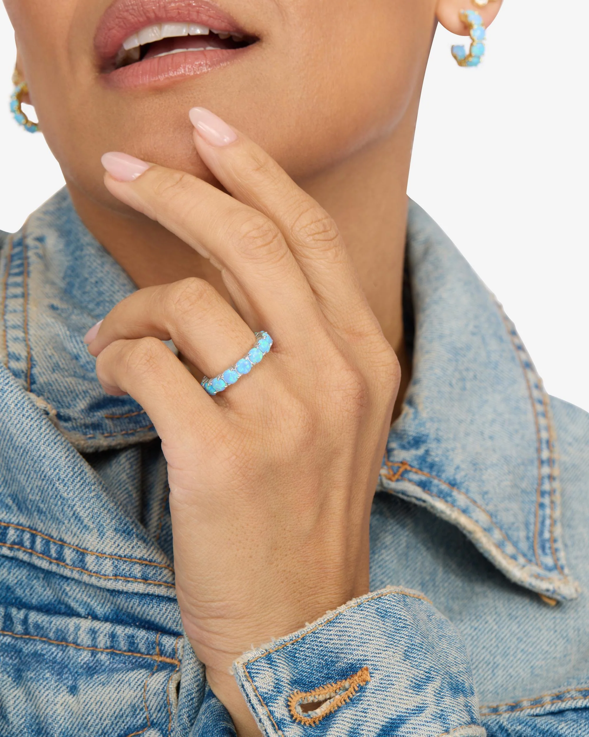 Grand Heiress Ring 4mm - Silver|Blue Opal - Image 2