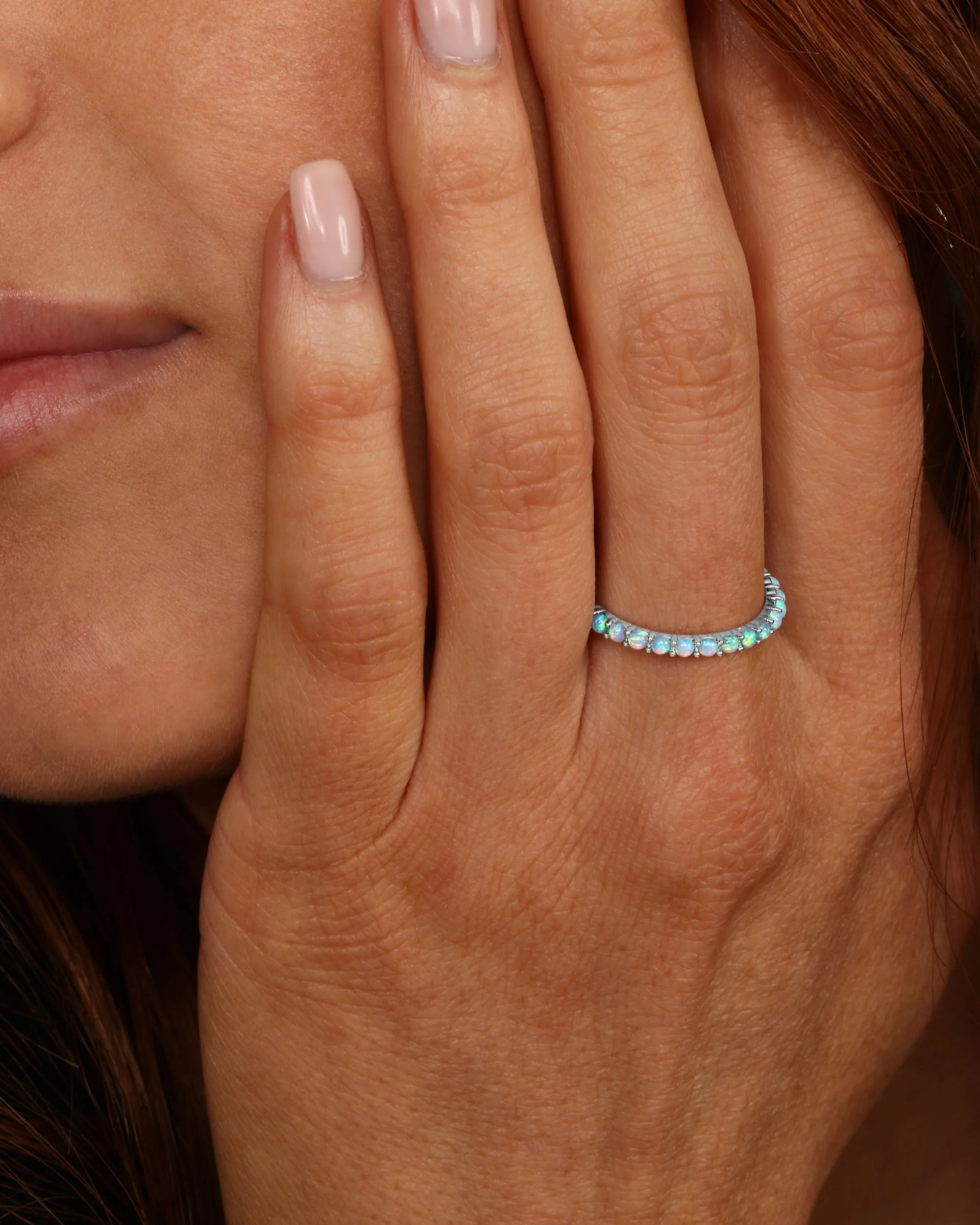 Heiress Ring 2mm - Silver|Blue Opal - Image 2