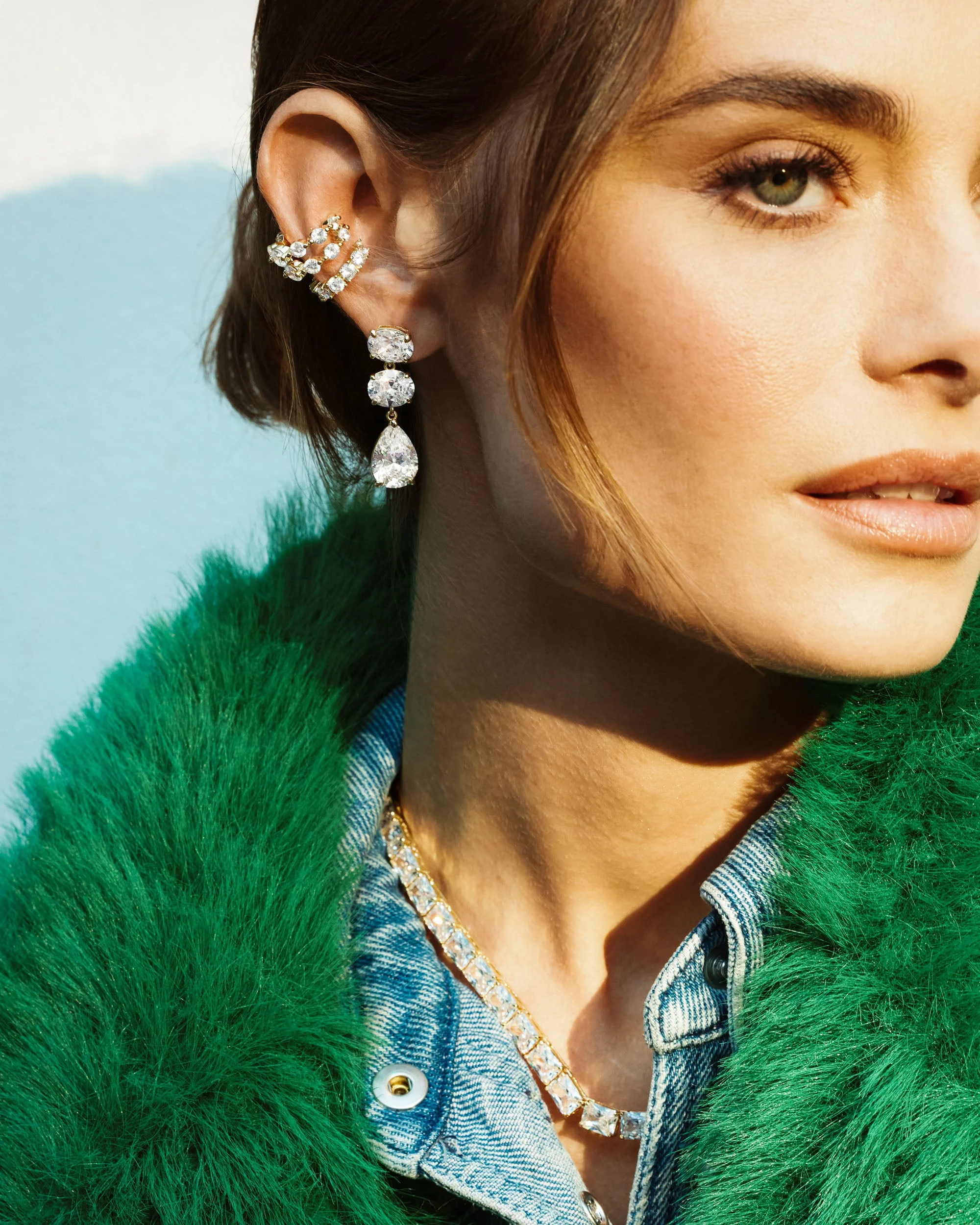 Hello Gorgeous Drop Earrings - Gold|White Diamondettes - Image 5