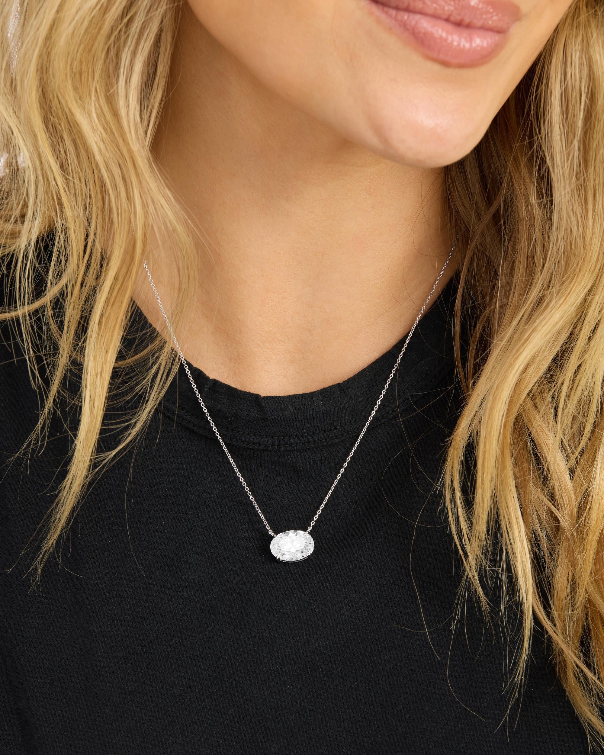 Hello Gorgeous! Necklace - Silver|White Diamondettes - Image 2