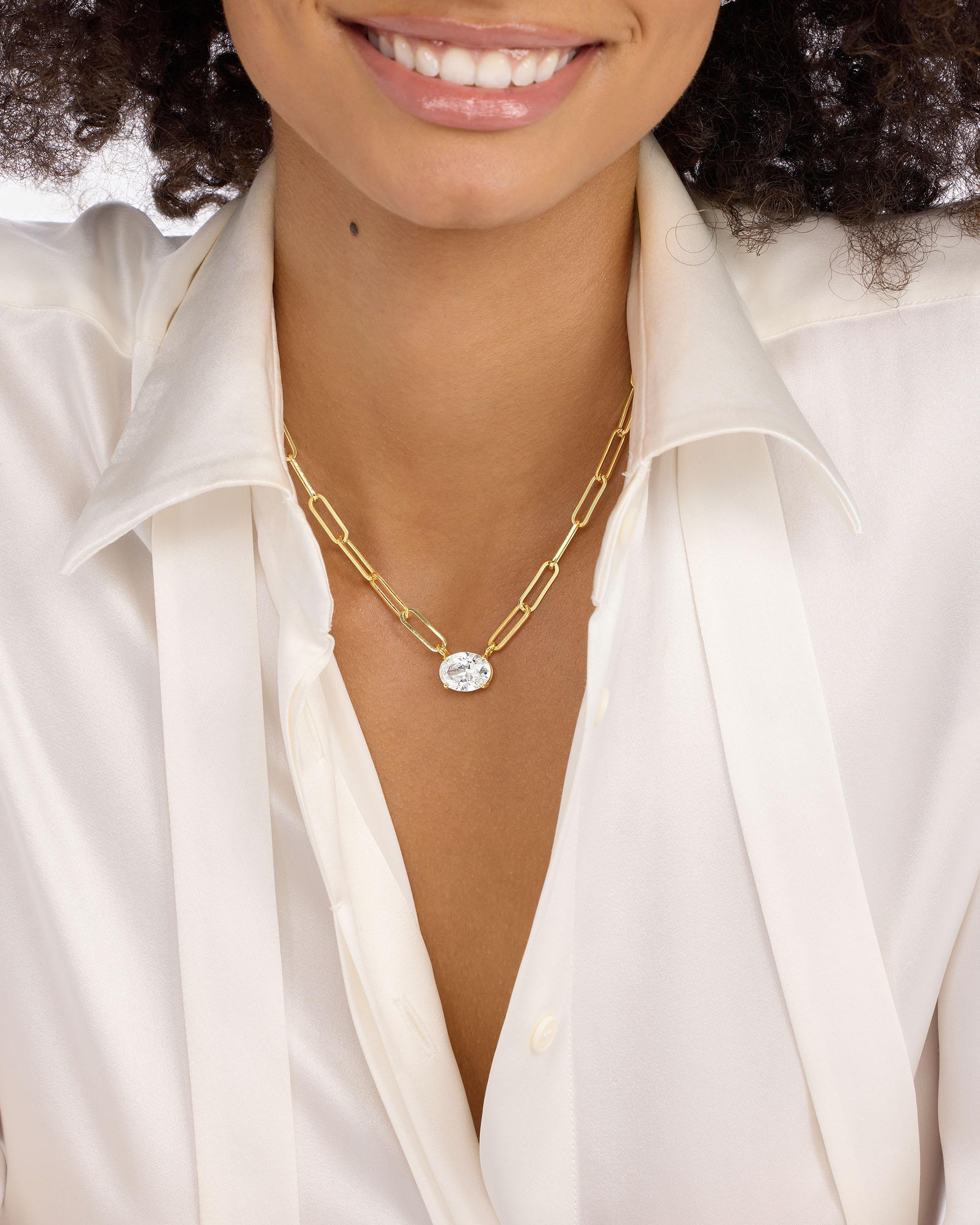 Hello Gorgeous Samantha Chain Necklace - Gold|White Diamondettes - Image 2