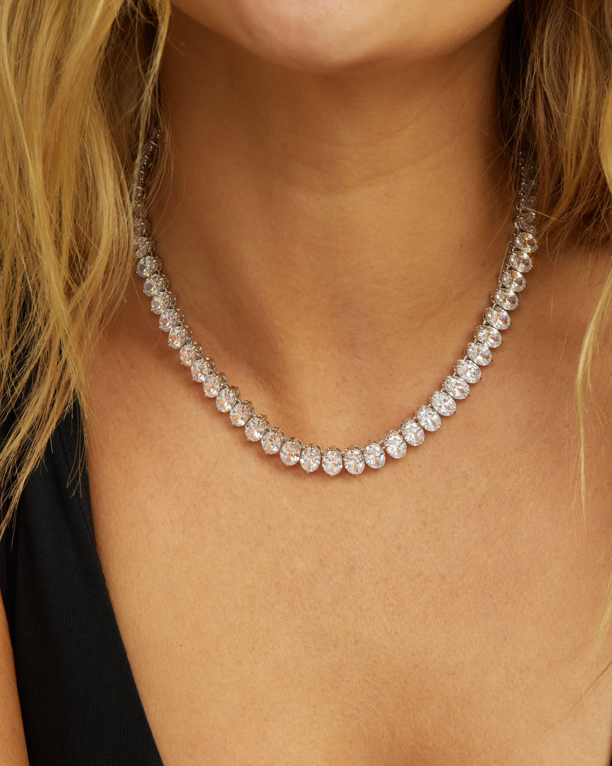 Hello Gorgeous Tennis Necklace 6mm - Silver|White Diamondettes - Image 2