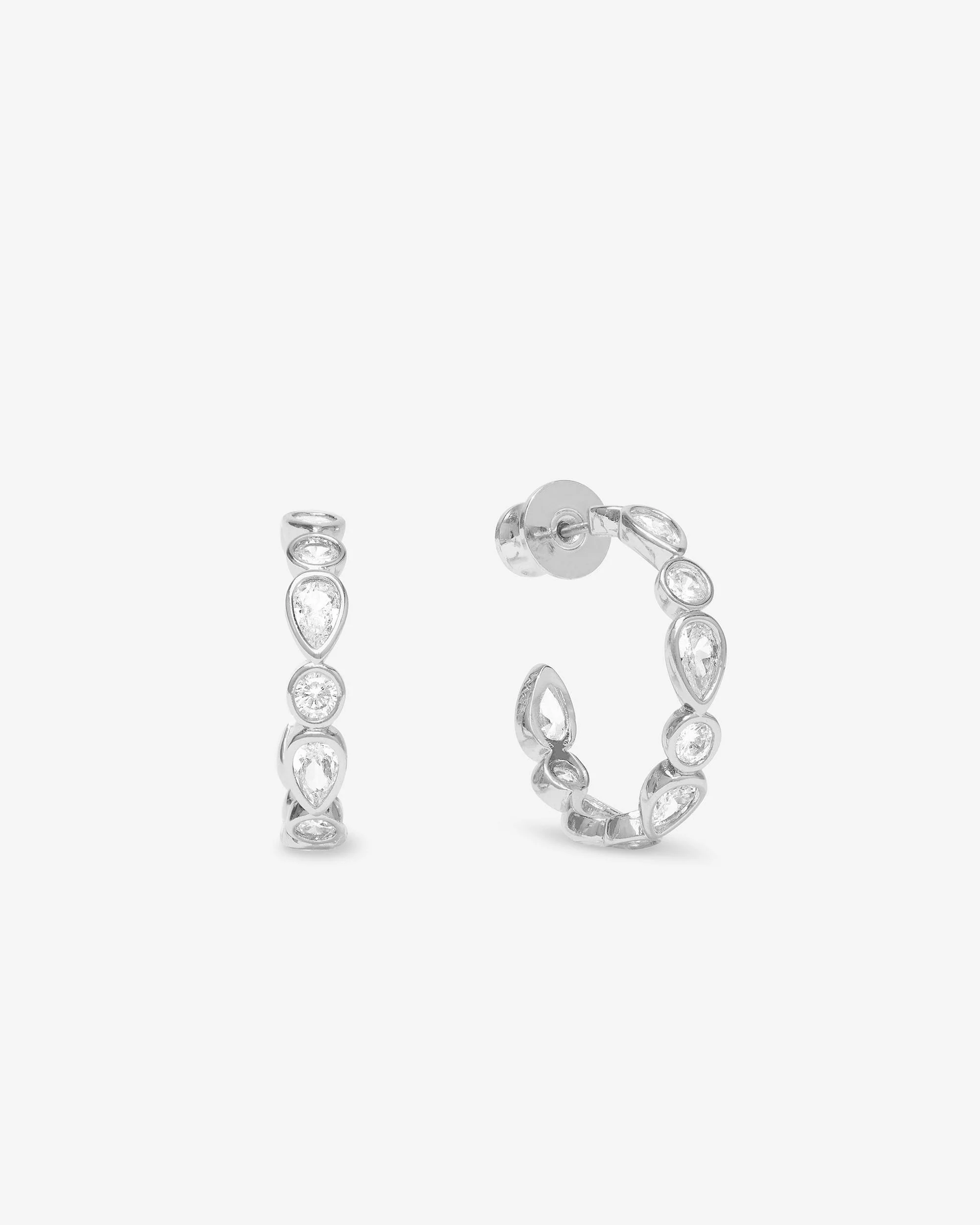 Isla Hoops .75" - Silver|White Diamondettes