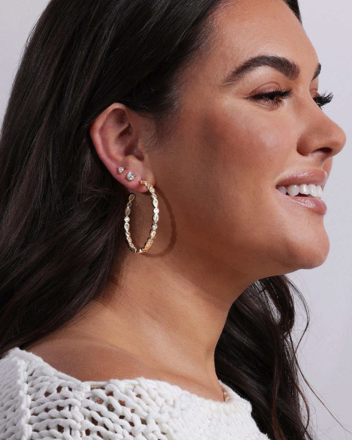 Isla Hoops 2" - Gold|White Diamondettes - Image 4