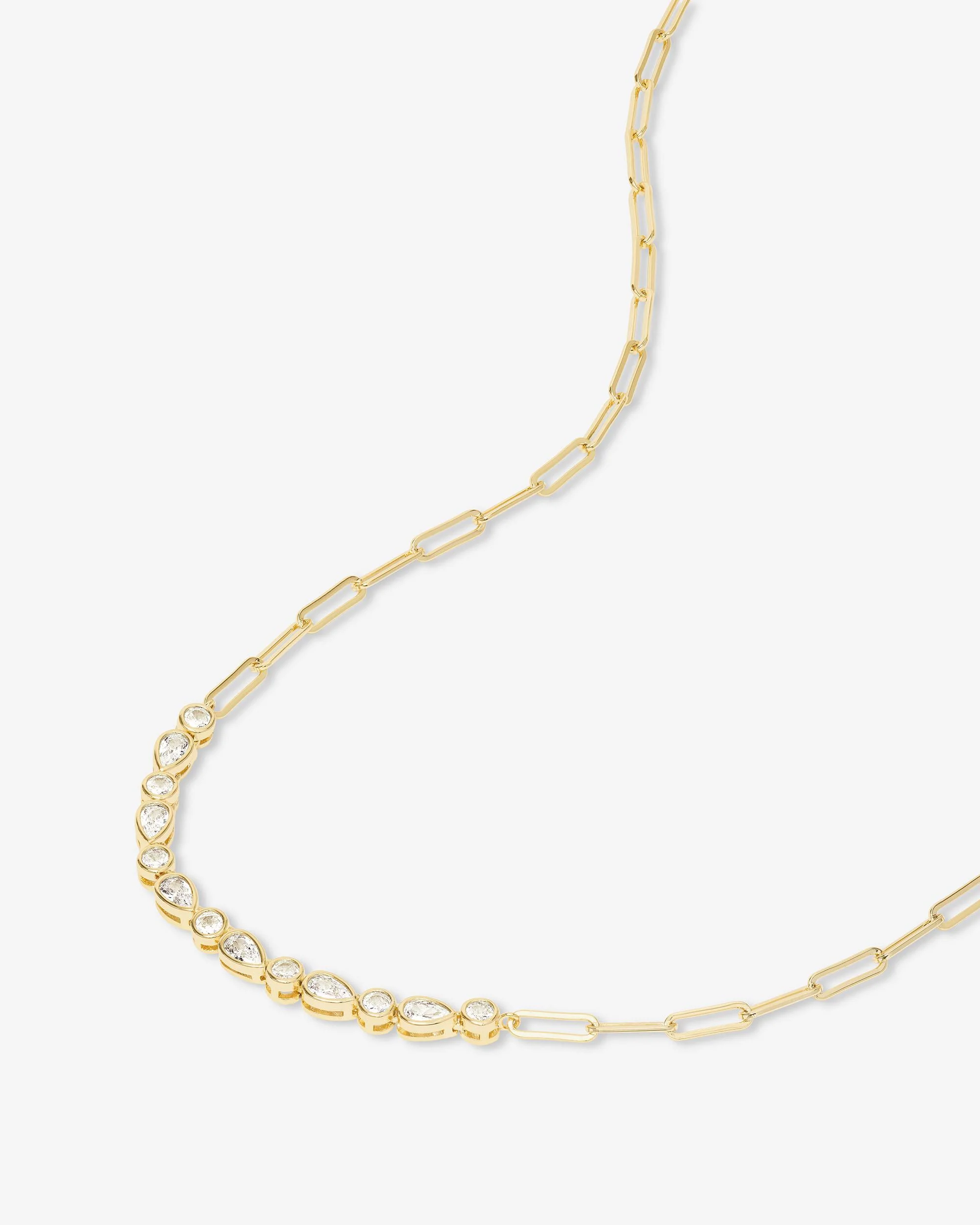 Isla Samantha Tennis Necklace - Gold|White Diamondettes - Image 3