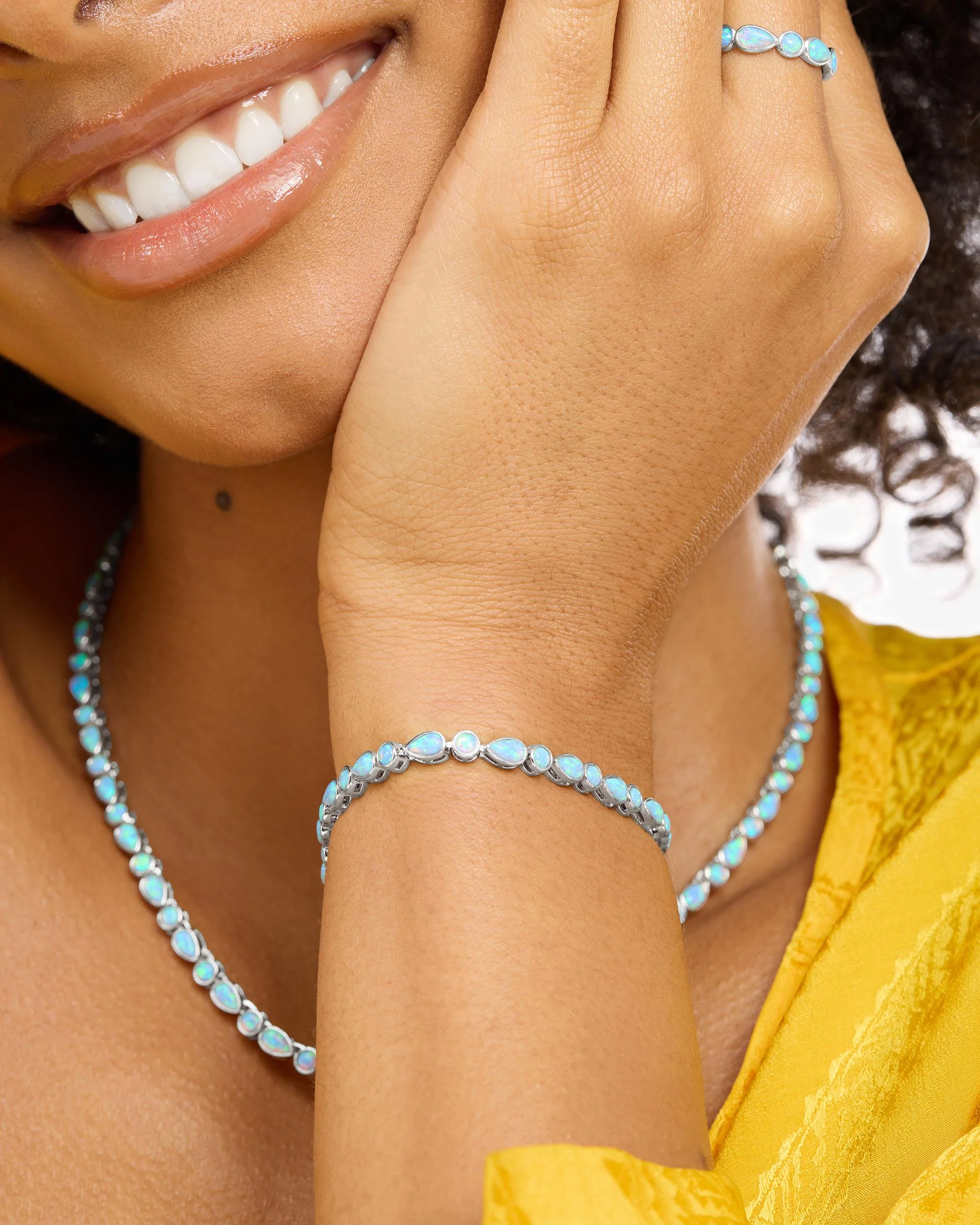 Isla Tennis Bracelet 3mm - Silver|Blue Opal - Image 2