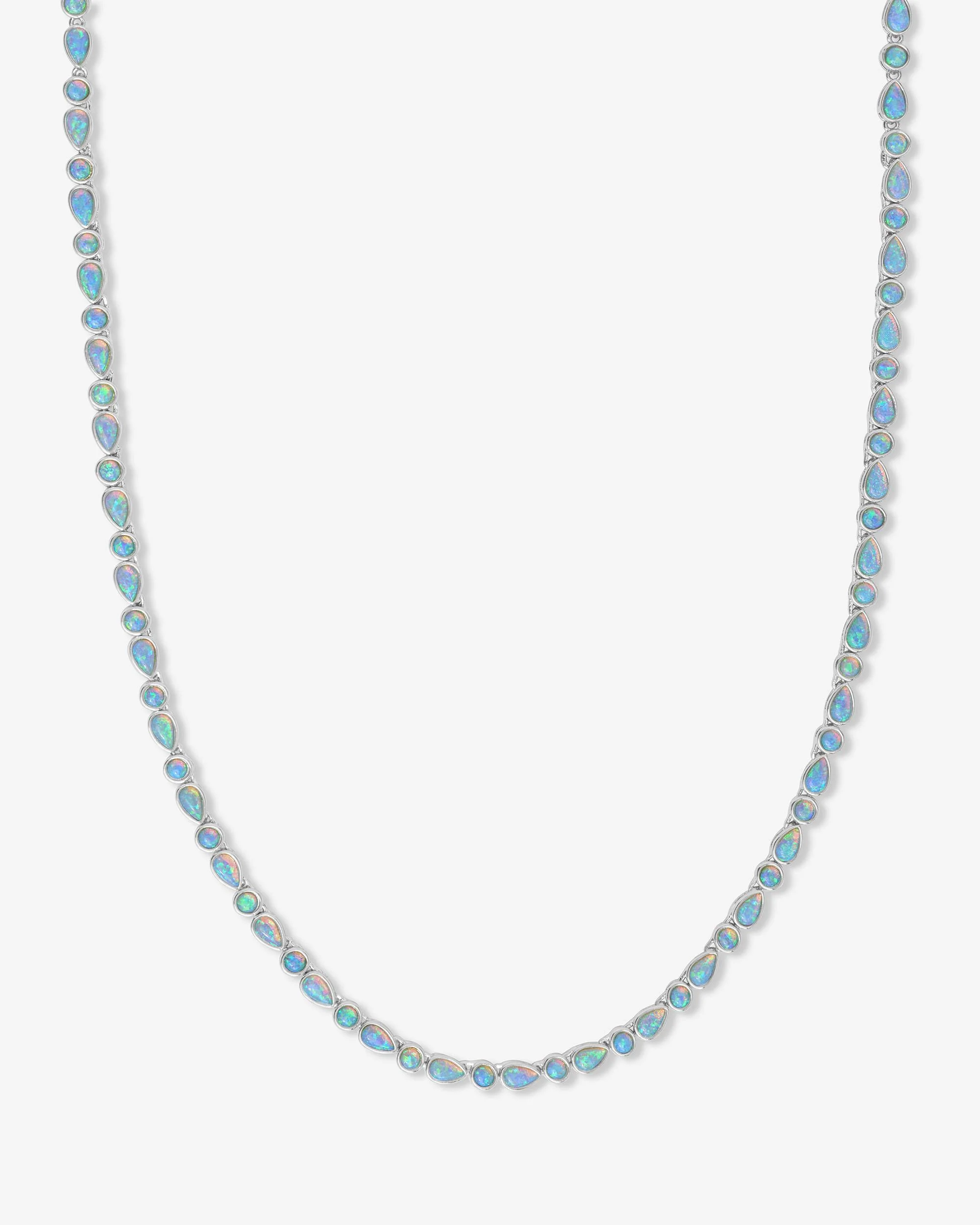 Isla Tennis Necklace 3mm - Silver|Blue Opal