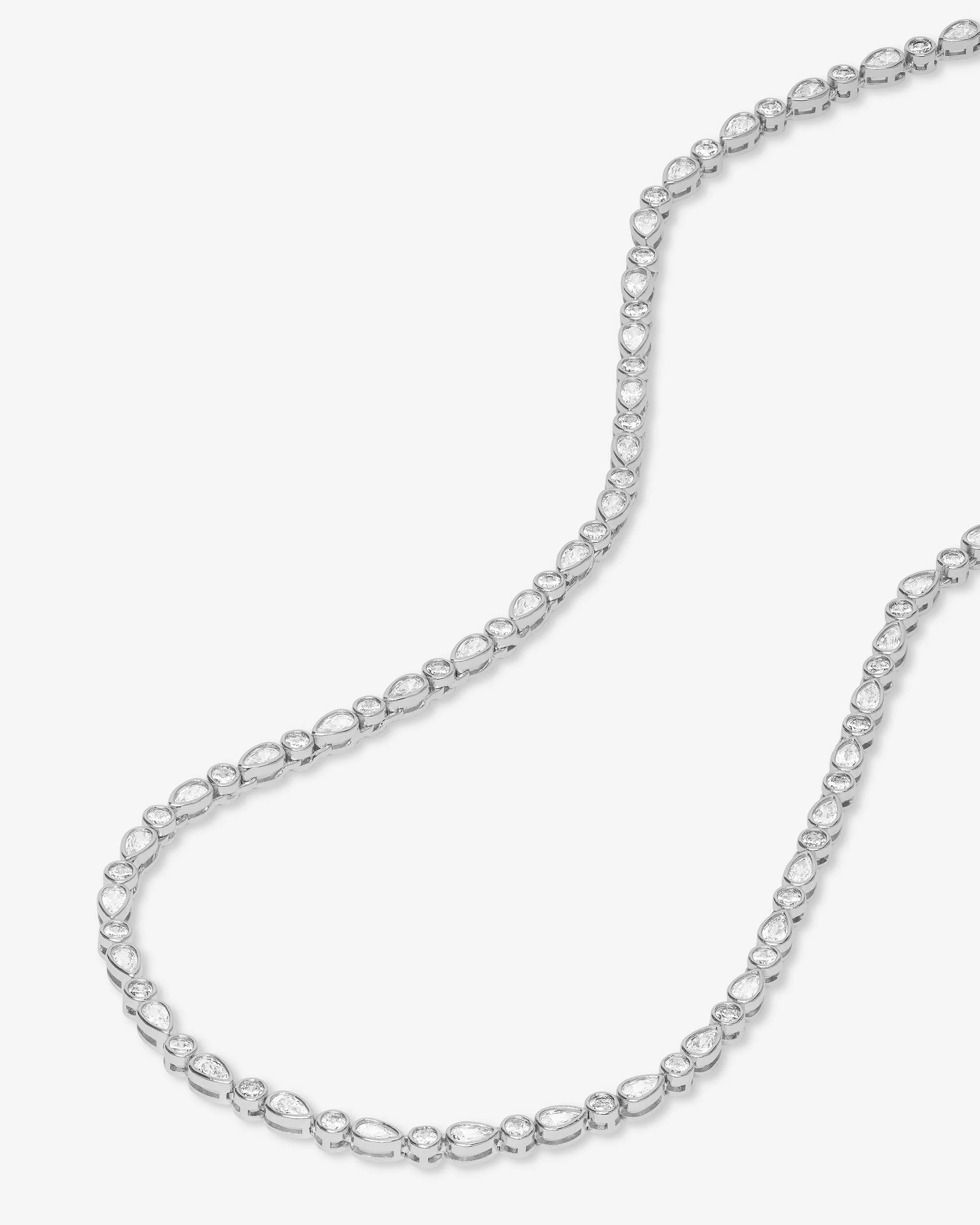 Isla Tennis Necklace 3mm - Silver|White Diamondettes - Image 4