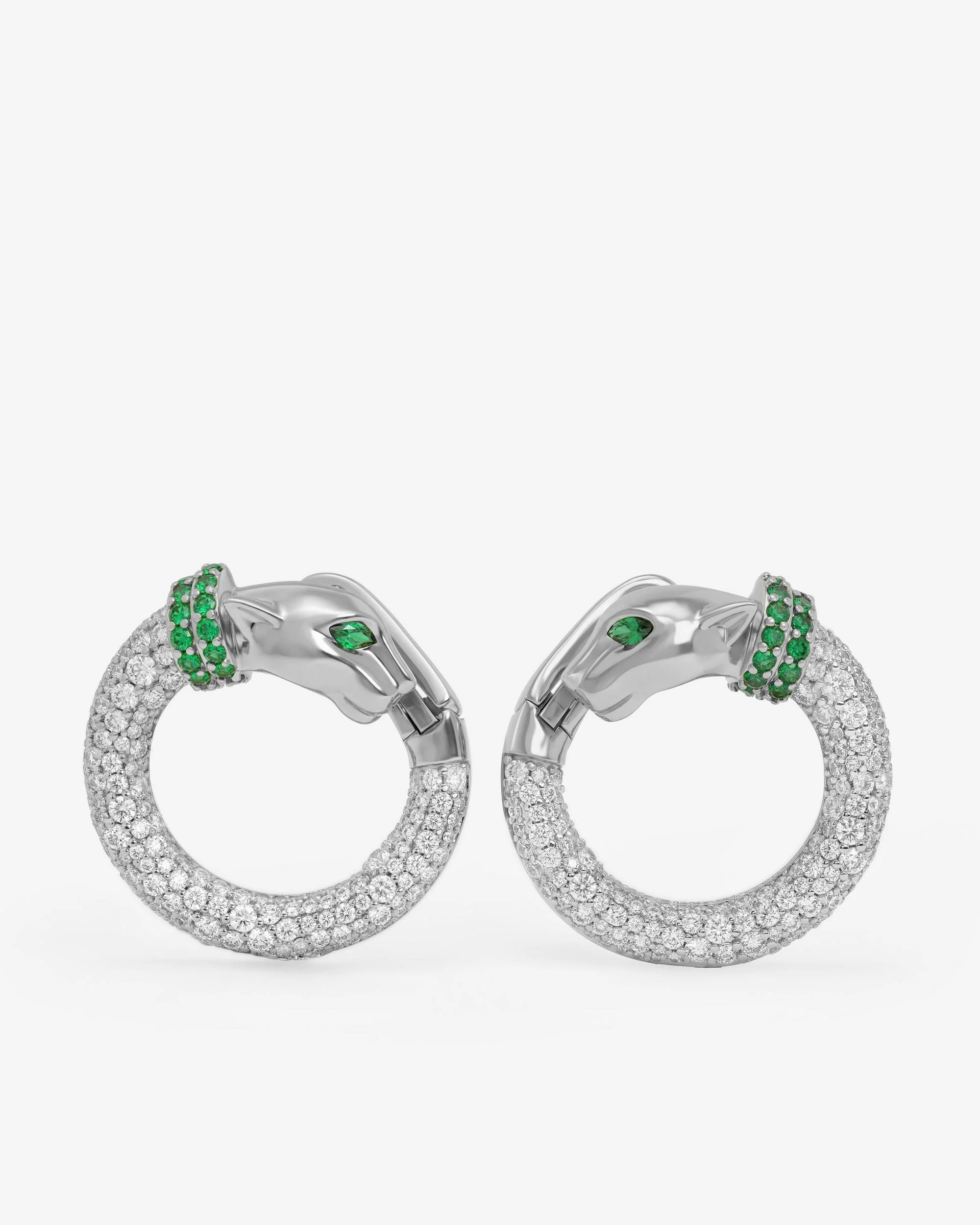 Jaguar Pavé Illusion Hoops - Silver|White Diamondettes