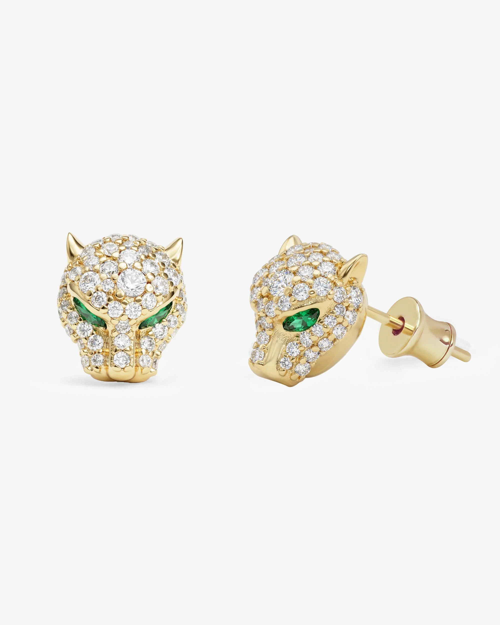 Jaguar Pavé Studs - Gold|White Diamondettes