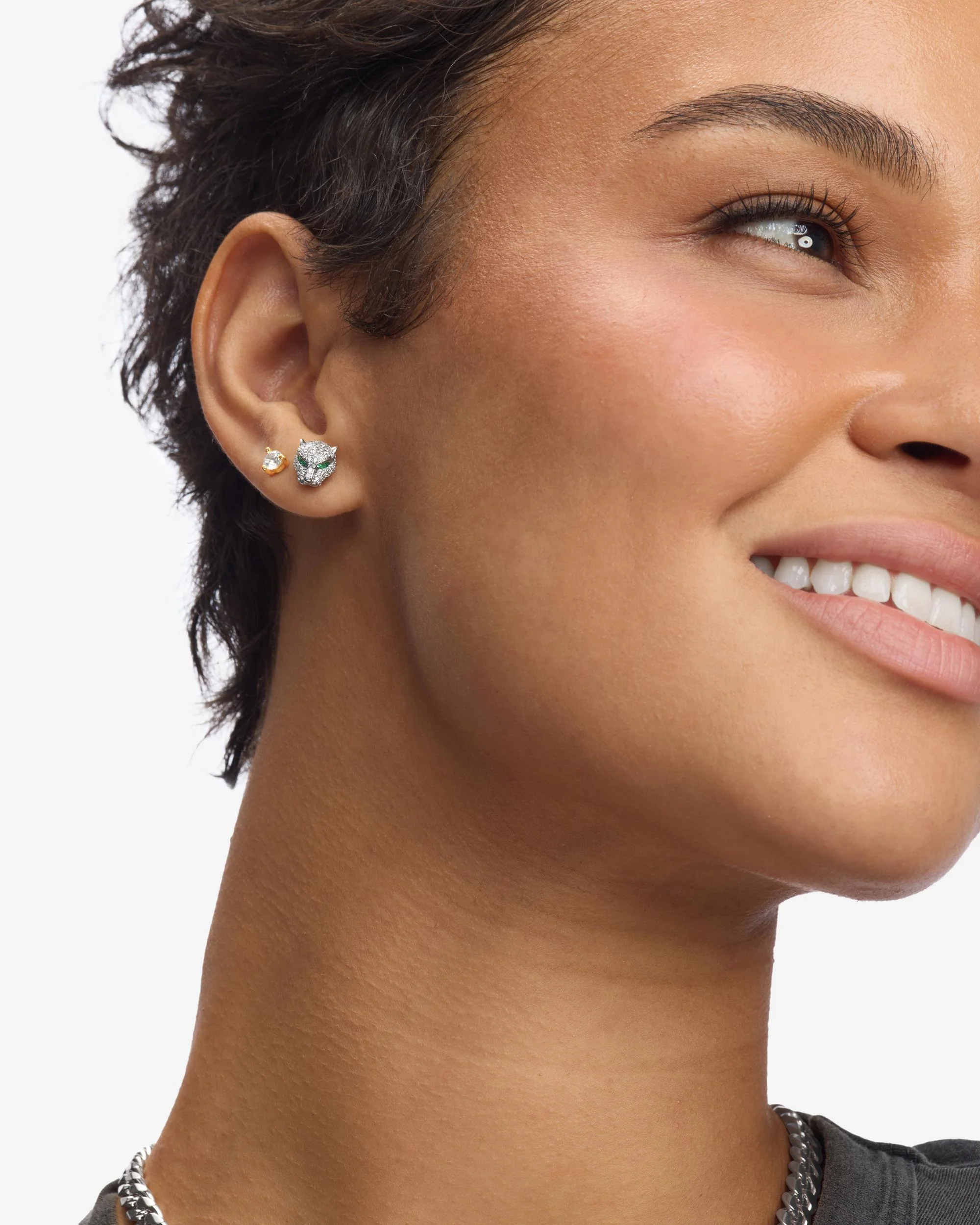 Jaguar Pavé Studs - Silver|White Diamondettes - Image 2