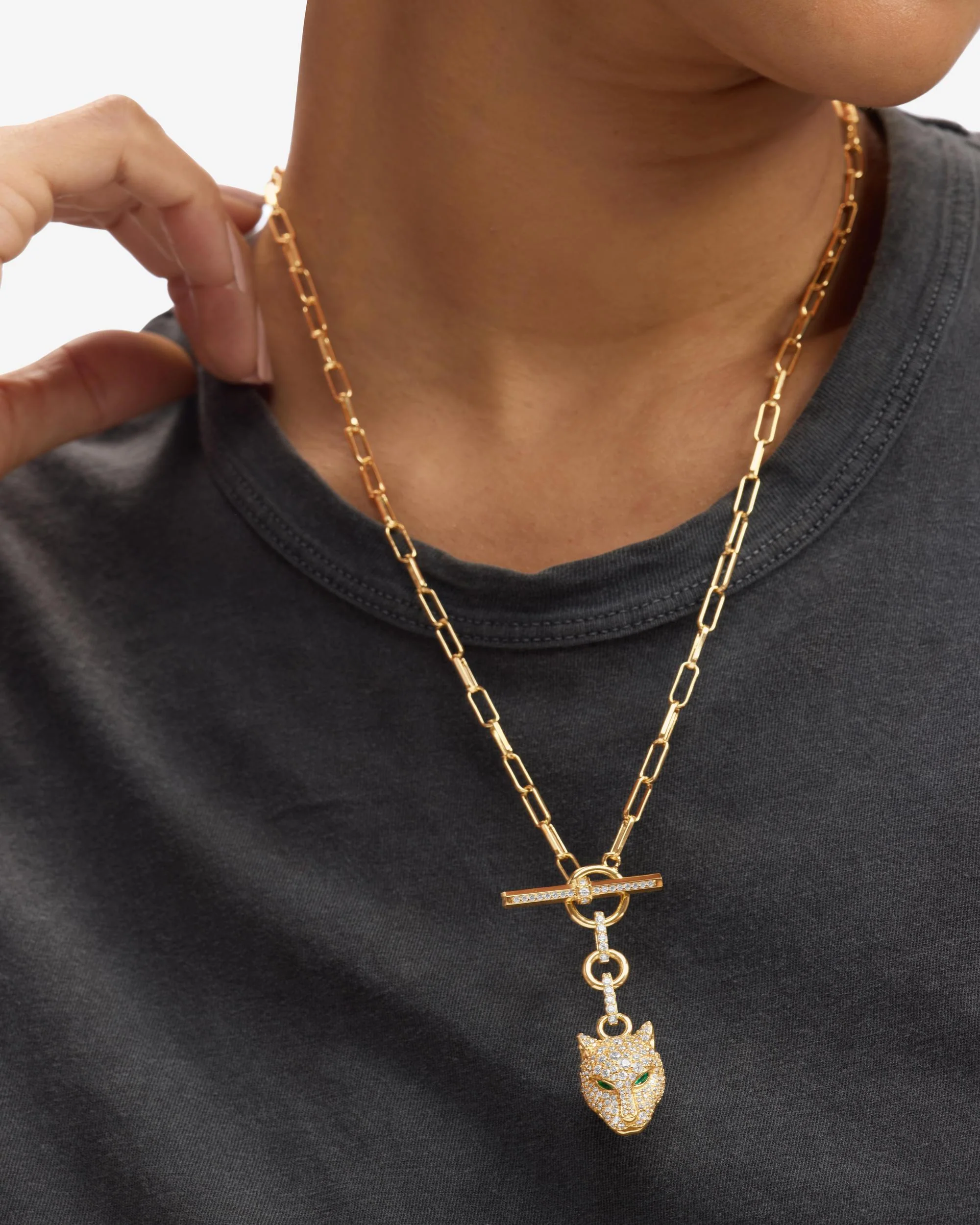 Jaguar Samantha Chain Necklace - Gold|White Diamondettes - Image 2