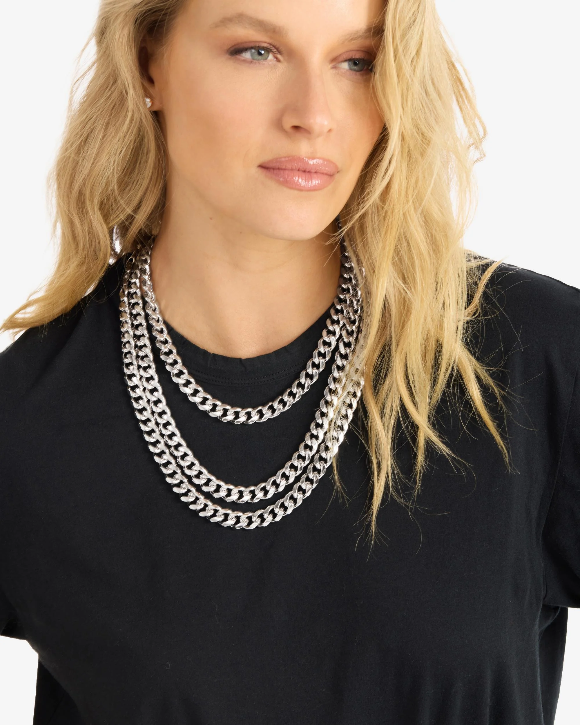 Julian Cuban Chain Necklace 10.8mm - Silver - Image 2