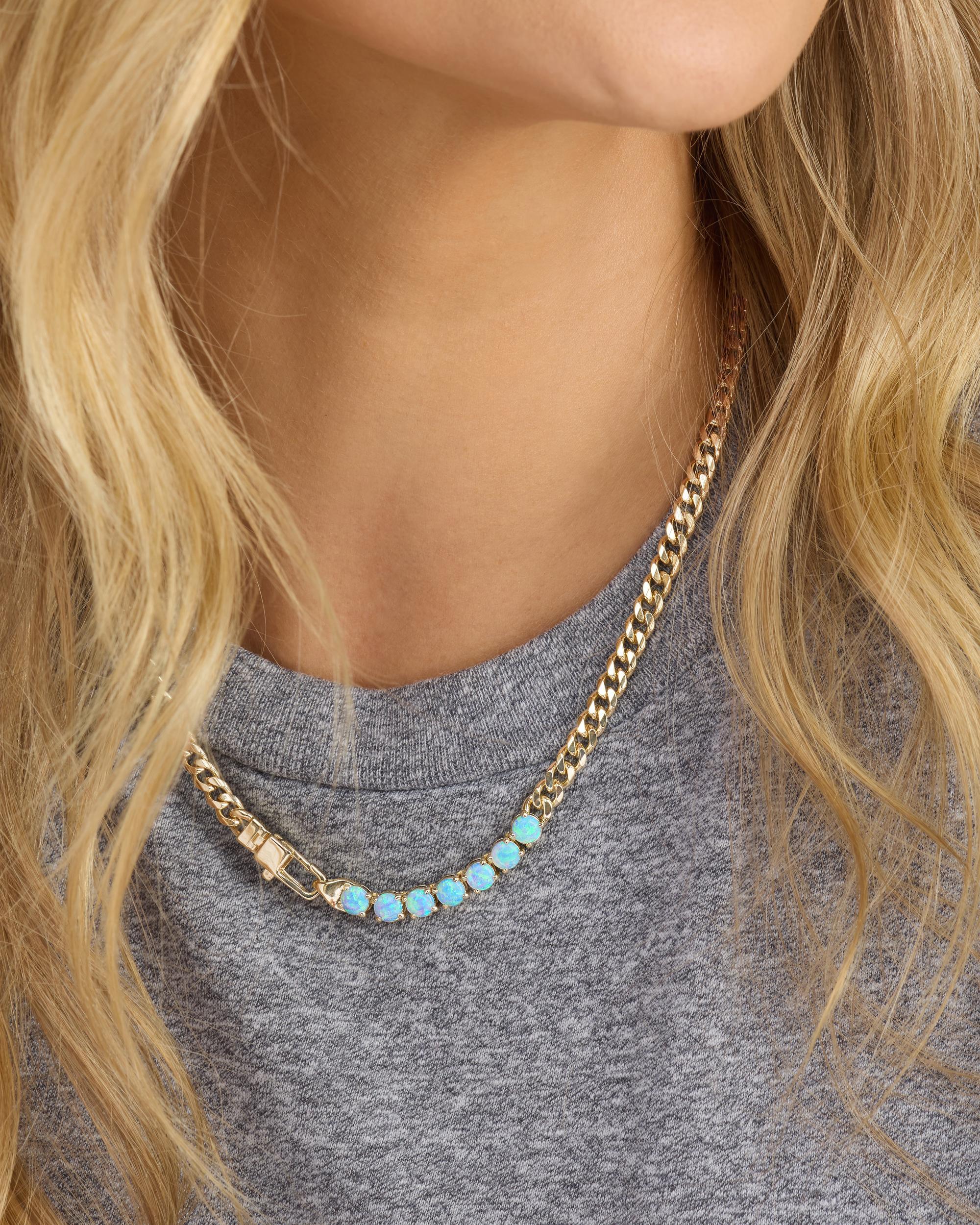 Julian Loves Opals Necklace 5mm - Gold|Blue Opal - Image 3