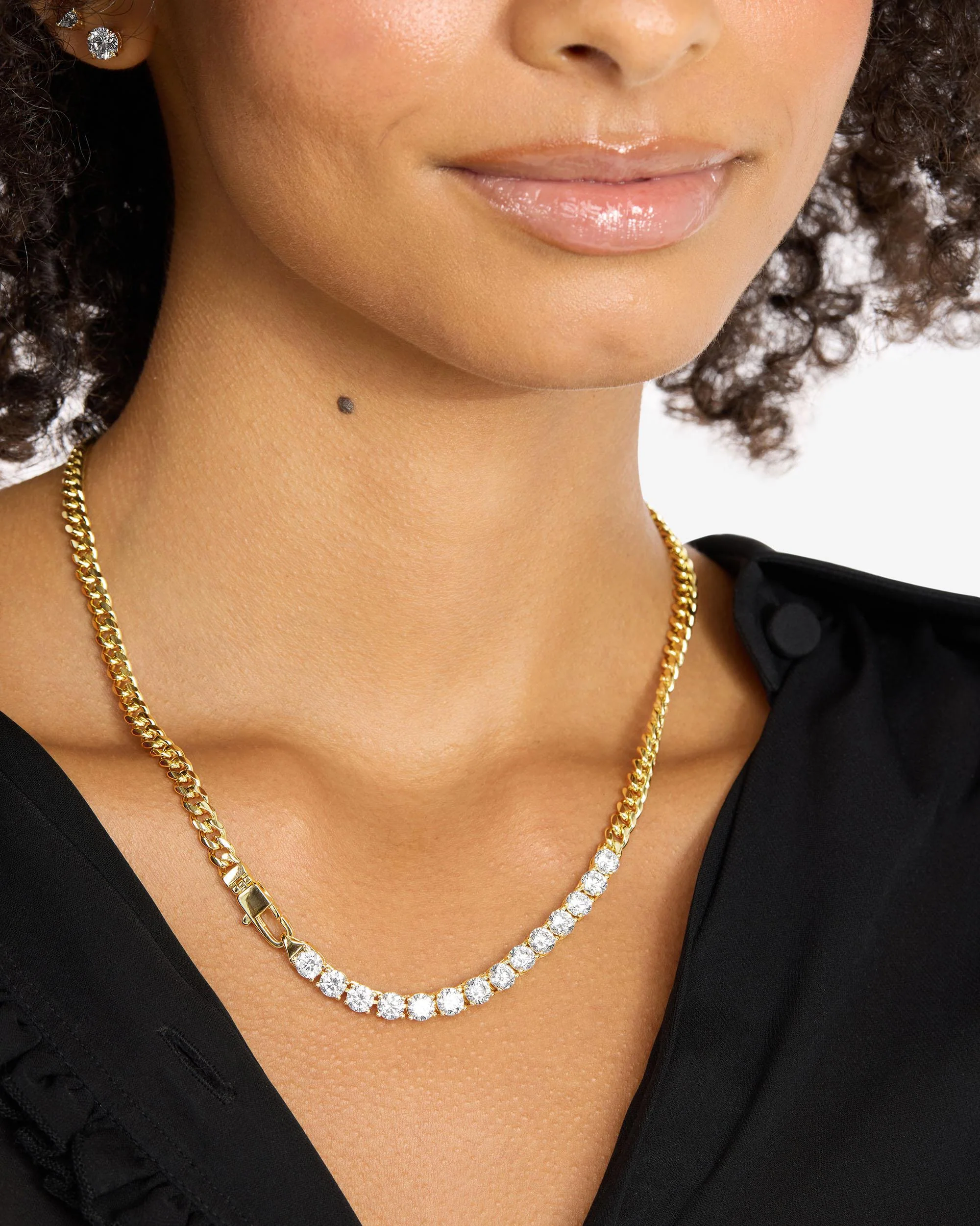 Julian REALLY Loves Diamonds Necklace 5mm- Gold|White Diamondettes - Image 3
