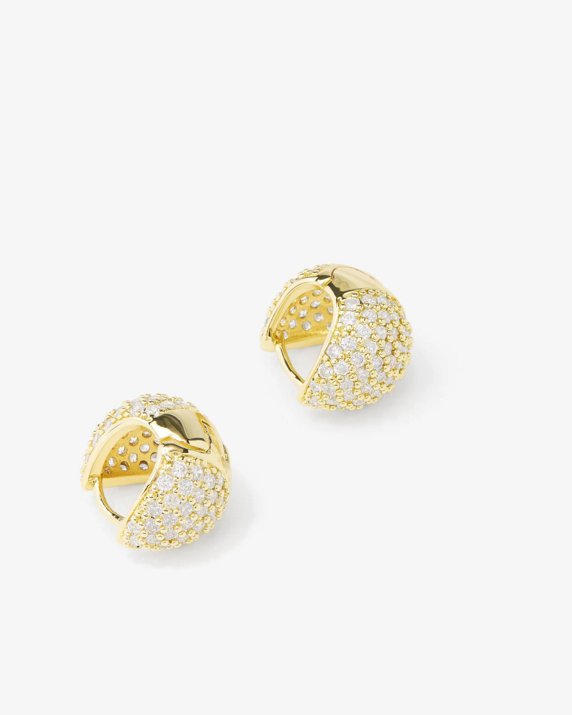 Lil' Norah Pavé Earrings - Gold|White Diamondettes - Image 3