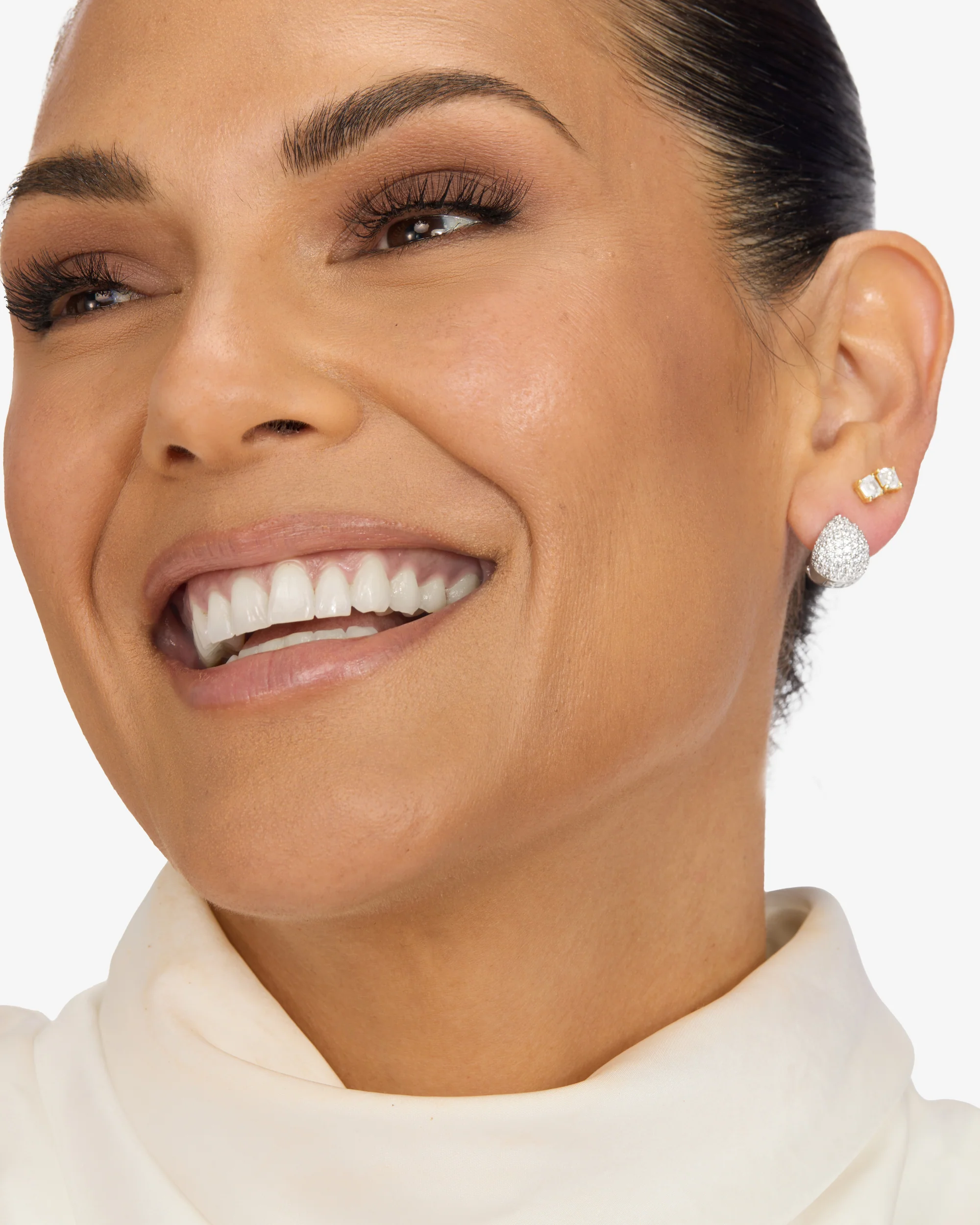 Lil' Norah Pavé Earrings - Silver|White Diamondettes - Image 2