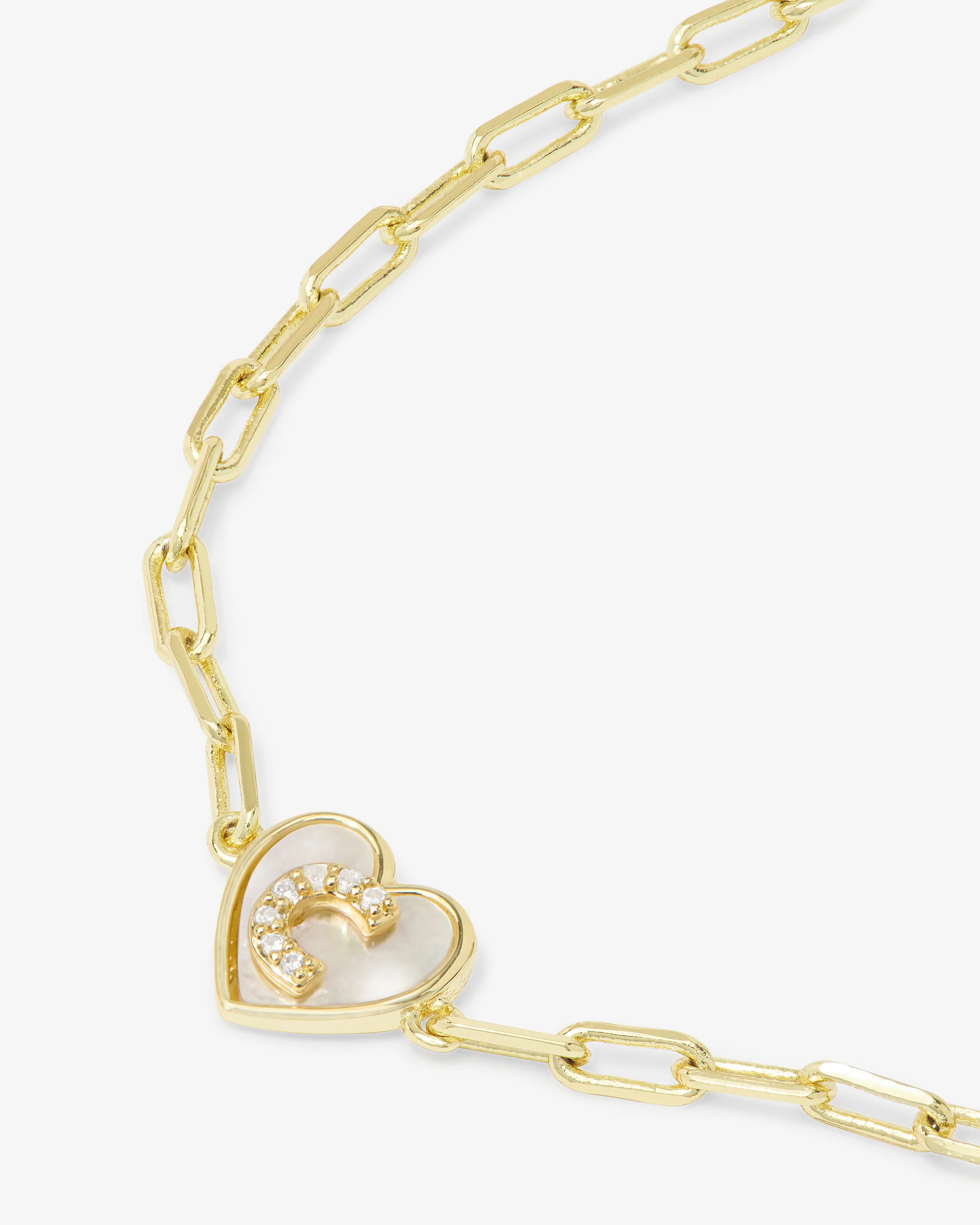 Love Letters Heart Bracelet - Gold|White Diamondettes - Image 30