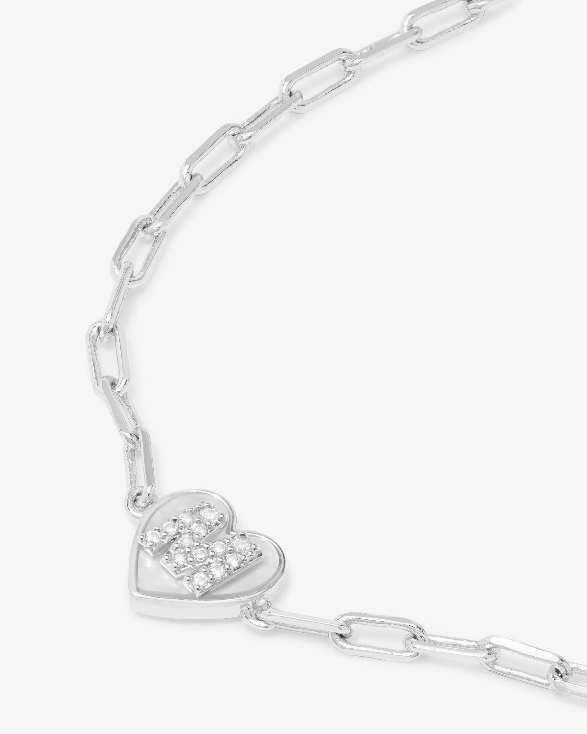 Love Letters Heart Bracelet - Silver|White Diamondettes - Image 40