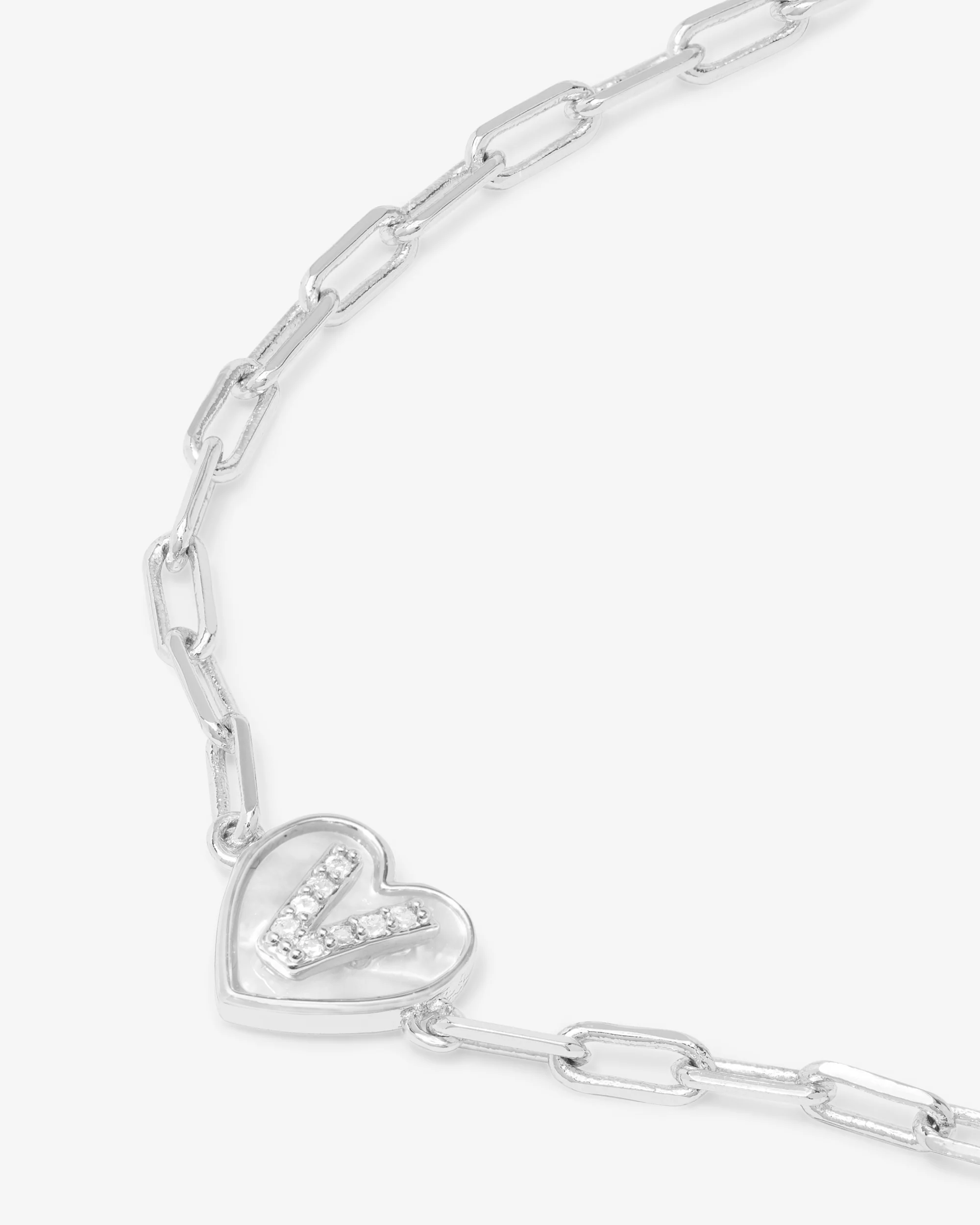 Love Letters Heart Bracelet - Silver|White Diamondettes - Image 49