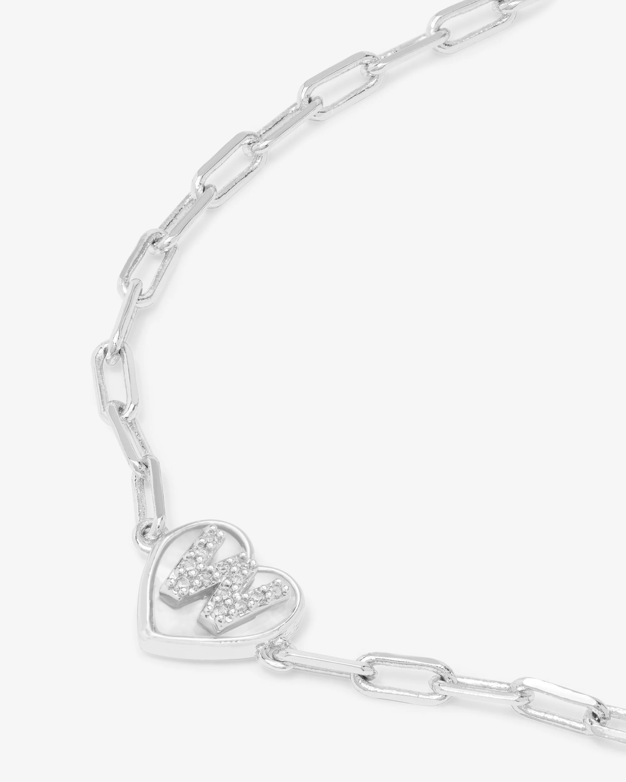 Love Letters Heart Bracelet - Silver|White Diamondettes - Image 50