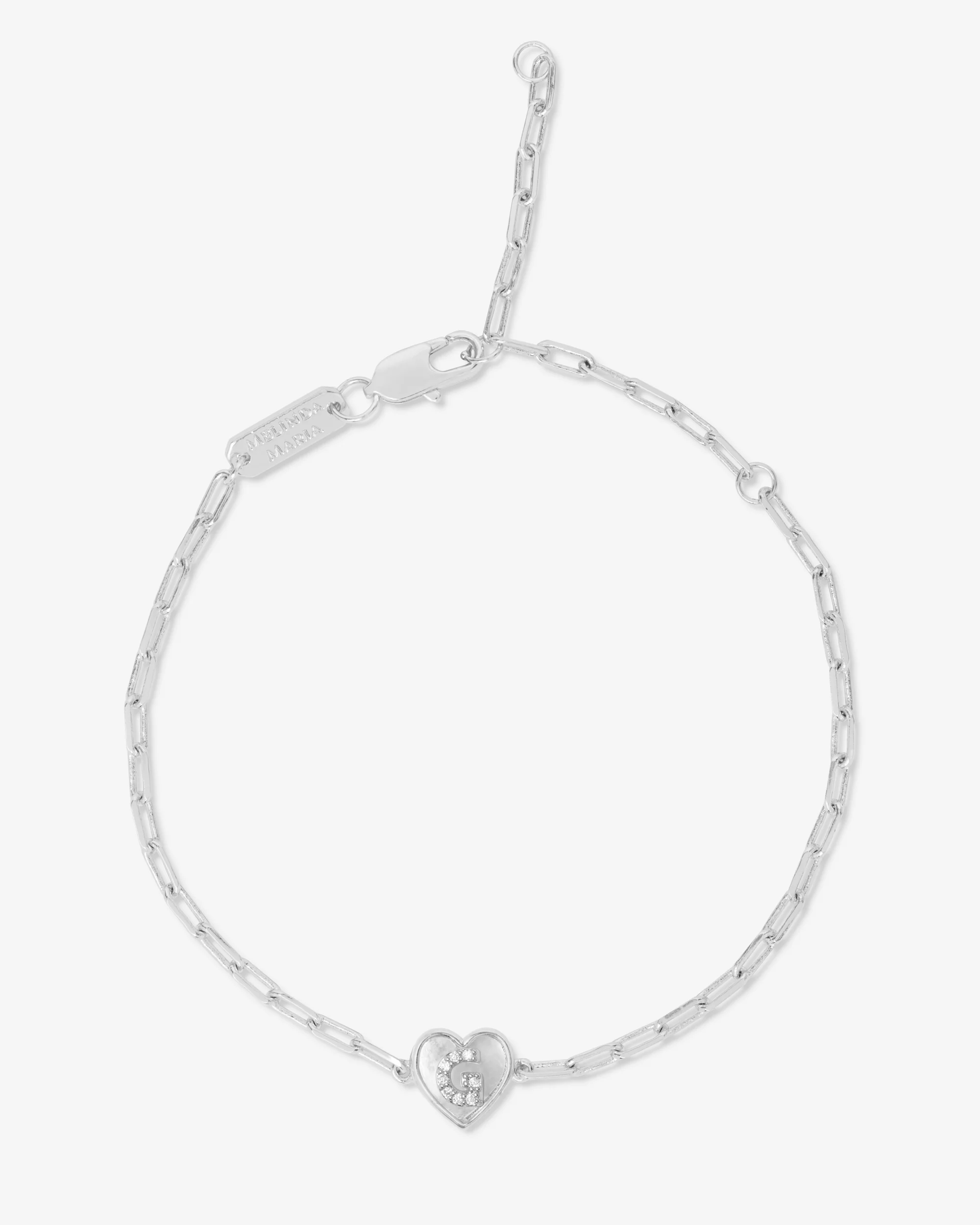 Love Letters Heart Bracelet - Silver|White Diamondettes - Image 7