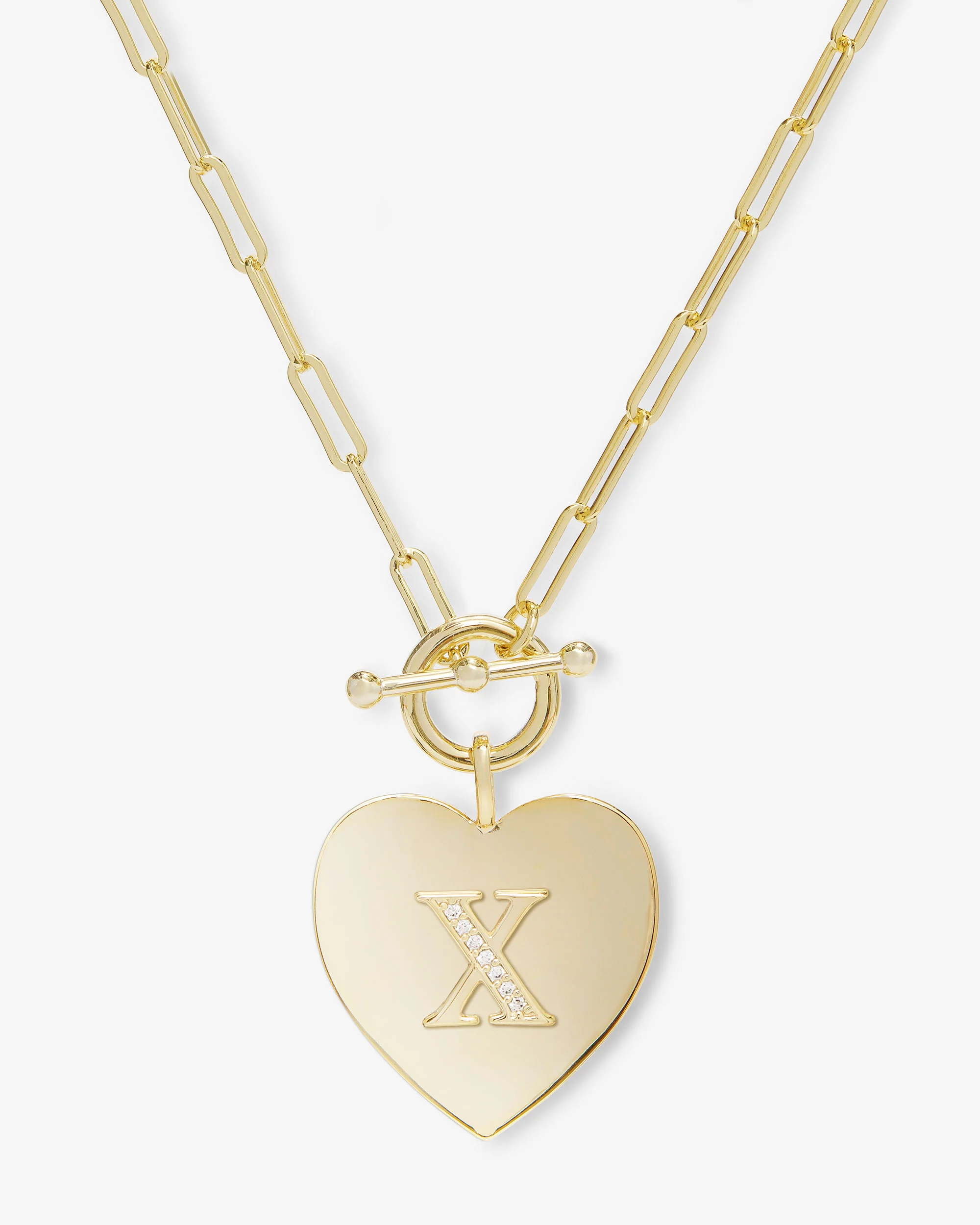 Love Letters Heart Necklace - Gold|White Diamondettes - Image 24