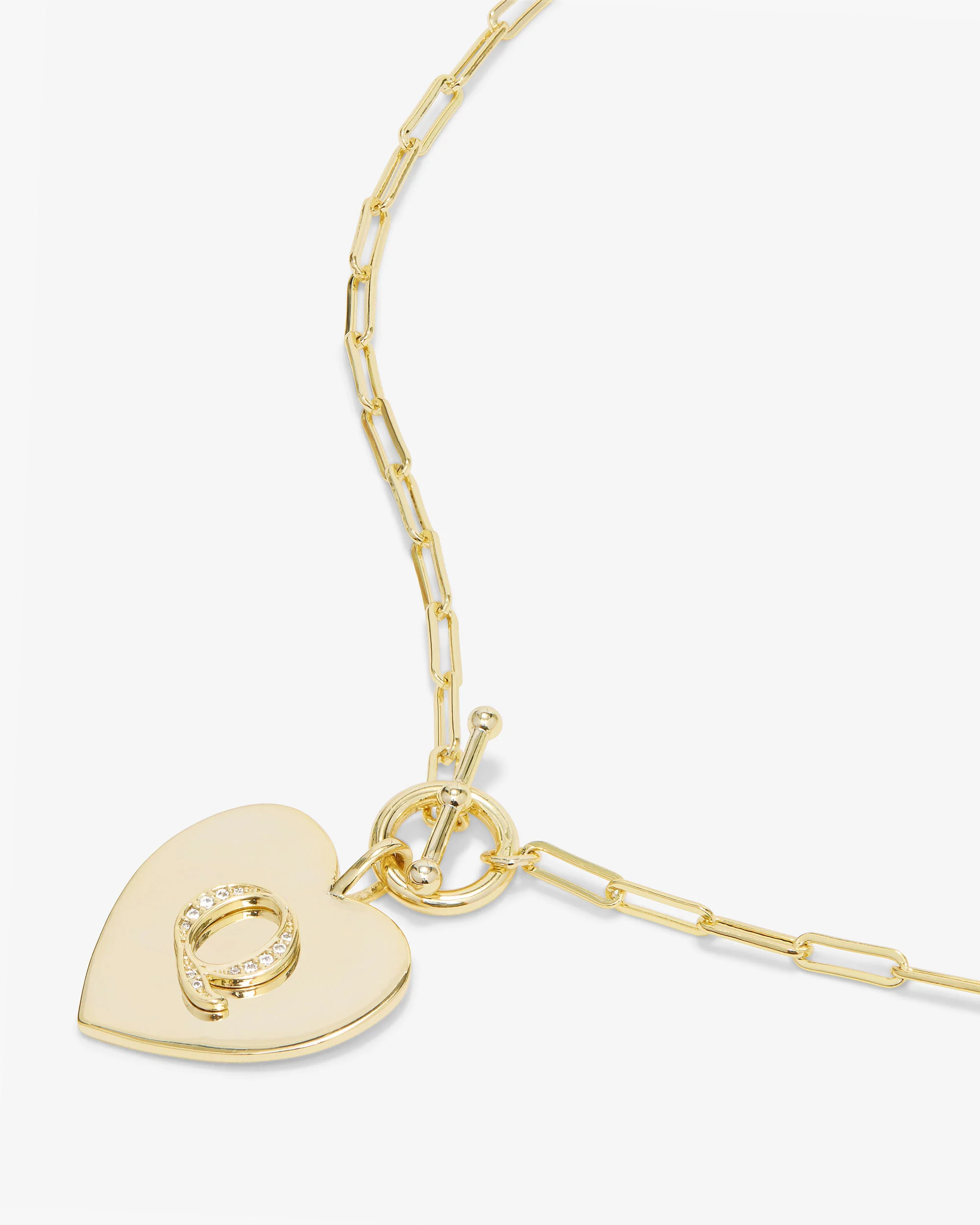 Love Letters Heart Necklace - Gold|White Diamondettes - Image 44