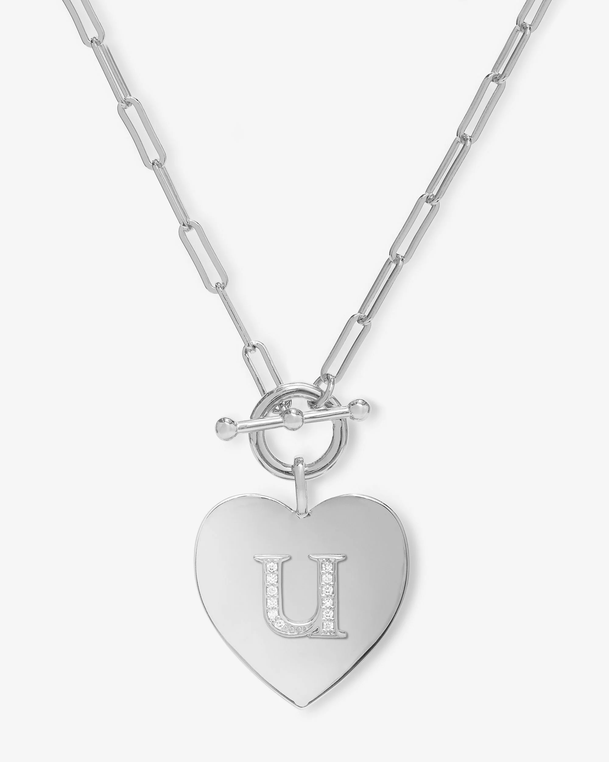 Love Letters Heart Necklace - Silver|White Diamondettes - Image 21