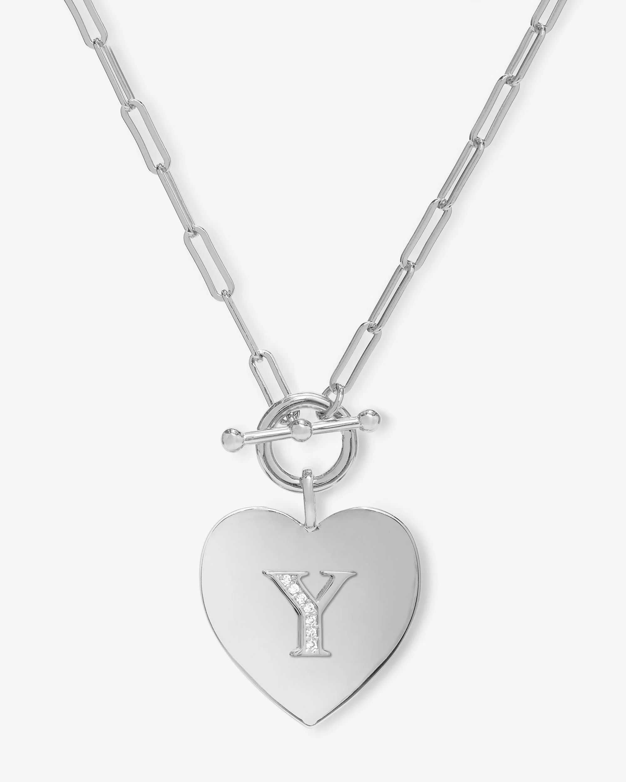 Love Letters Heart Necklace - Silver|White Diamondettes - Image 25