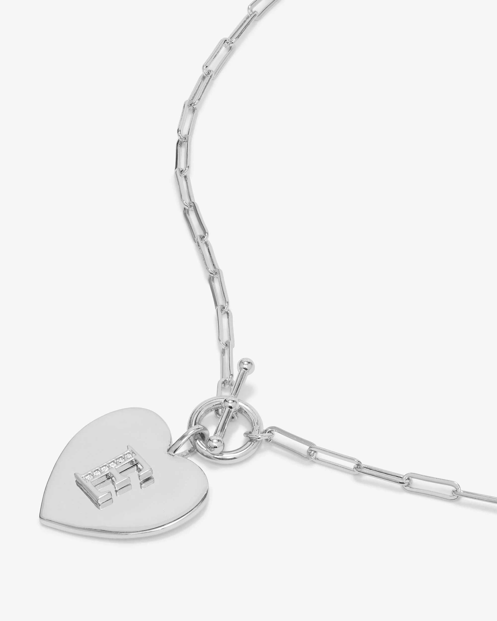Love Letters Heart Necklace - Silver|White Diamondettes - Image 32