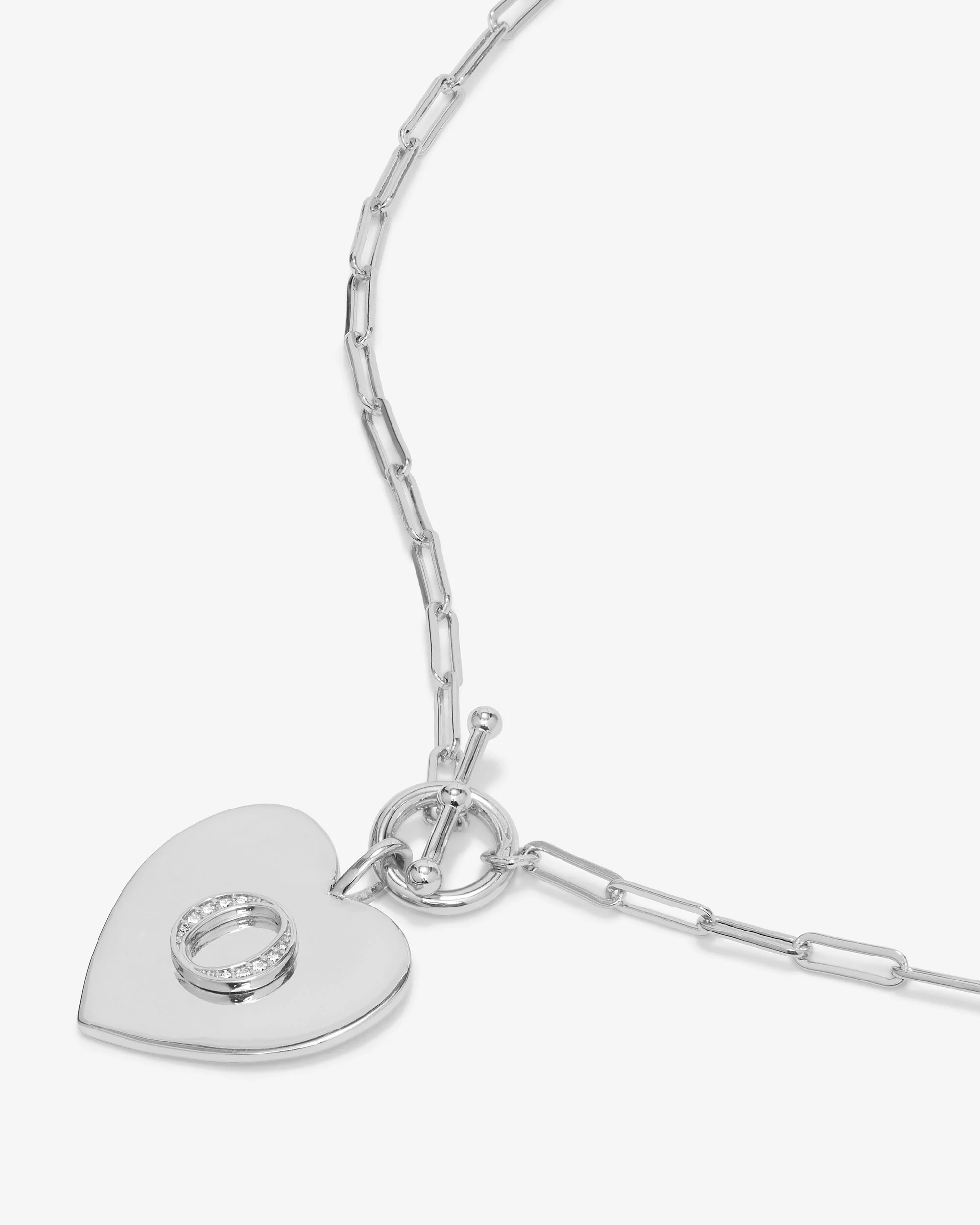 Love Letters Heart Necklace - Silver|White Diamondettes - Image 42