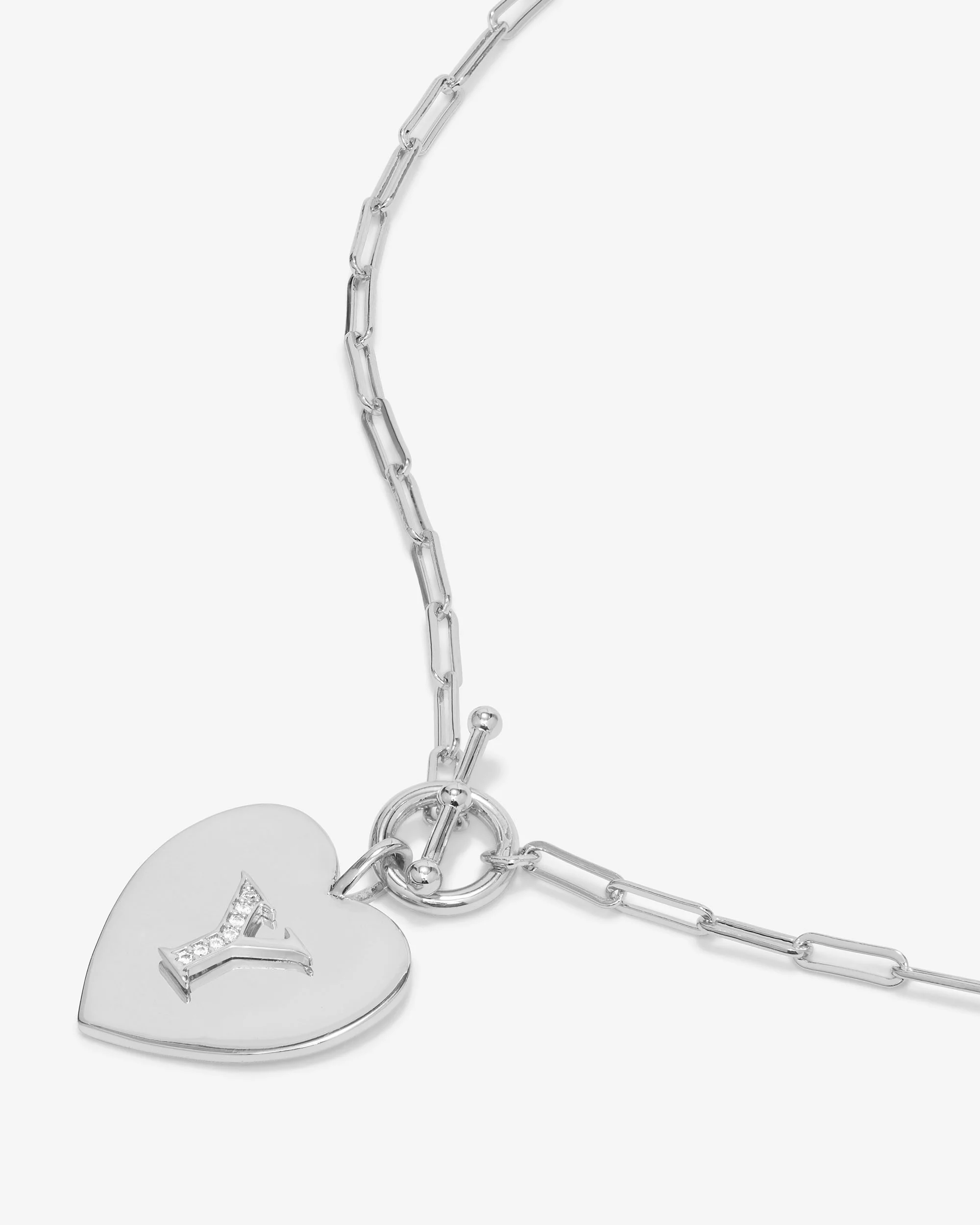 Love Letters Heart Necklace - Silver|White Diamondettes - Image 52