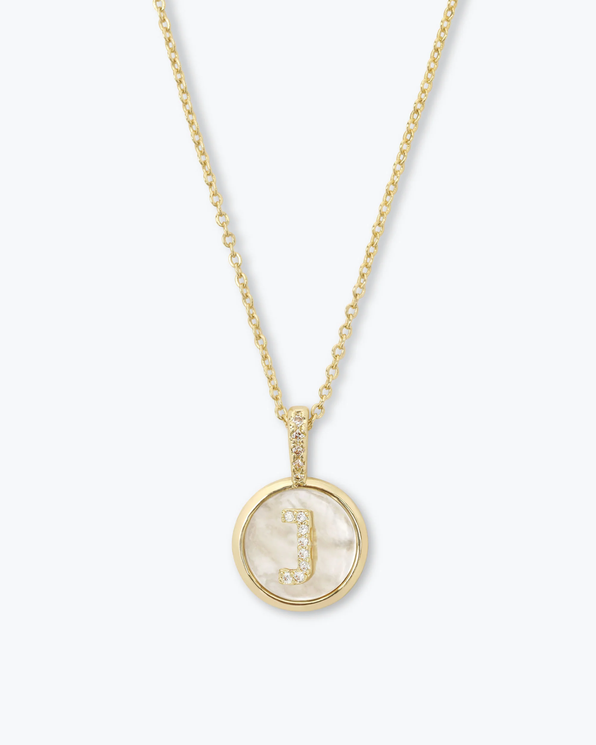 Love Letters Medallion Necklace 12mm - Gold|White Diamondettes - Image 10