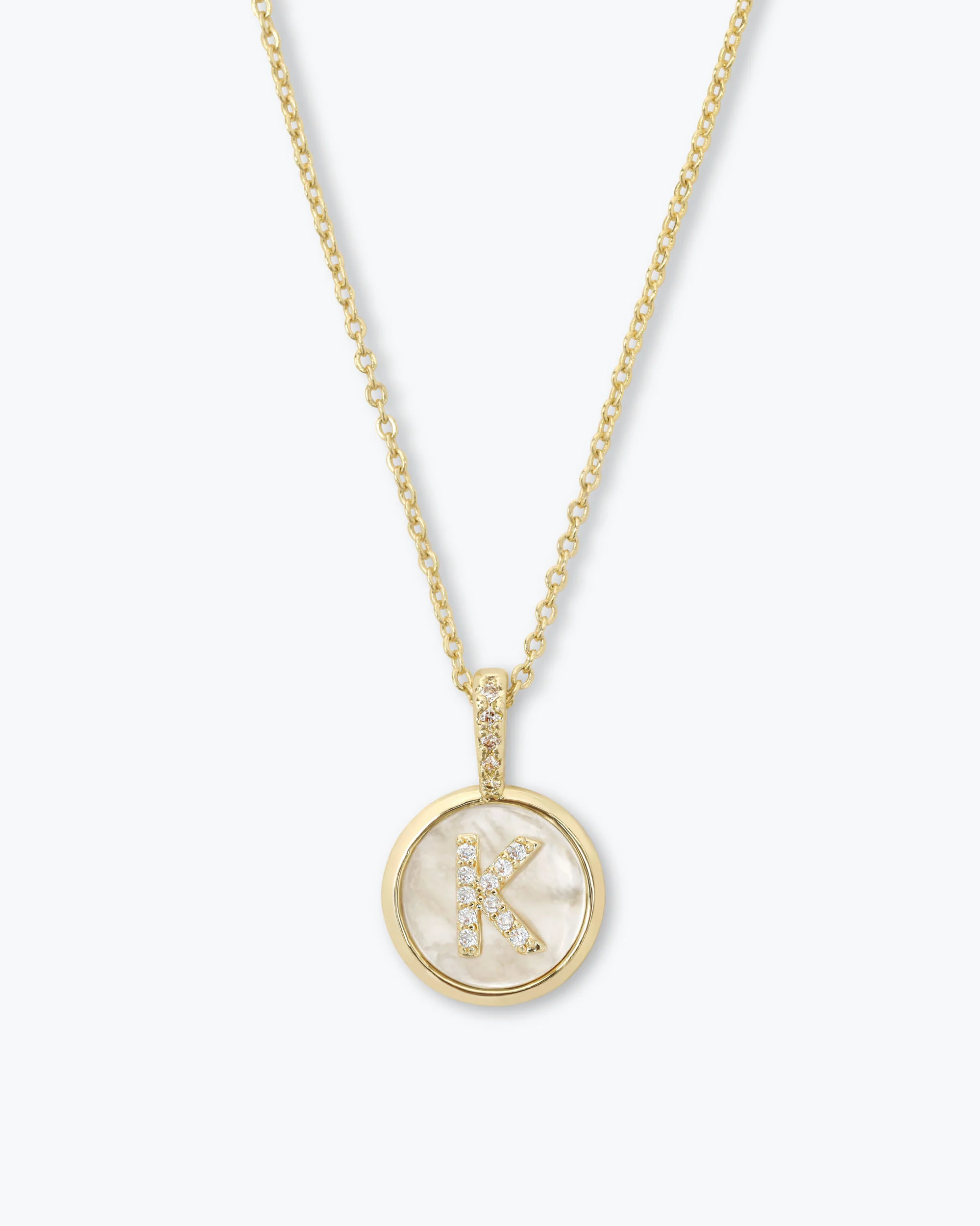 Love Letters Medallion Necklace 12mm - Gold|White Diamondettes - Image 11