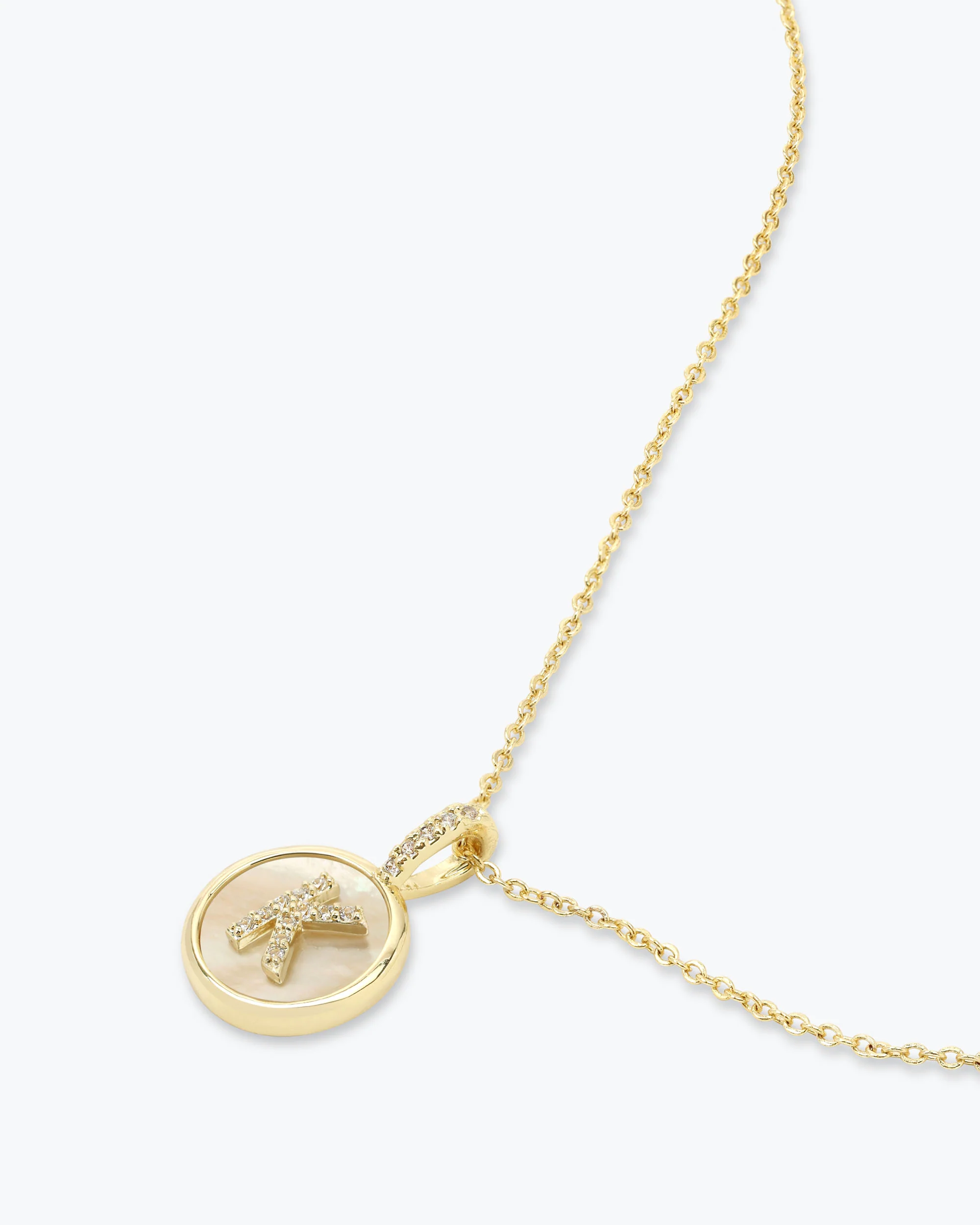 Love Letters Medallion Necklace 12mm - Gold|White Diamondettes - Image 38