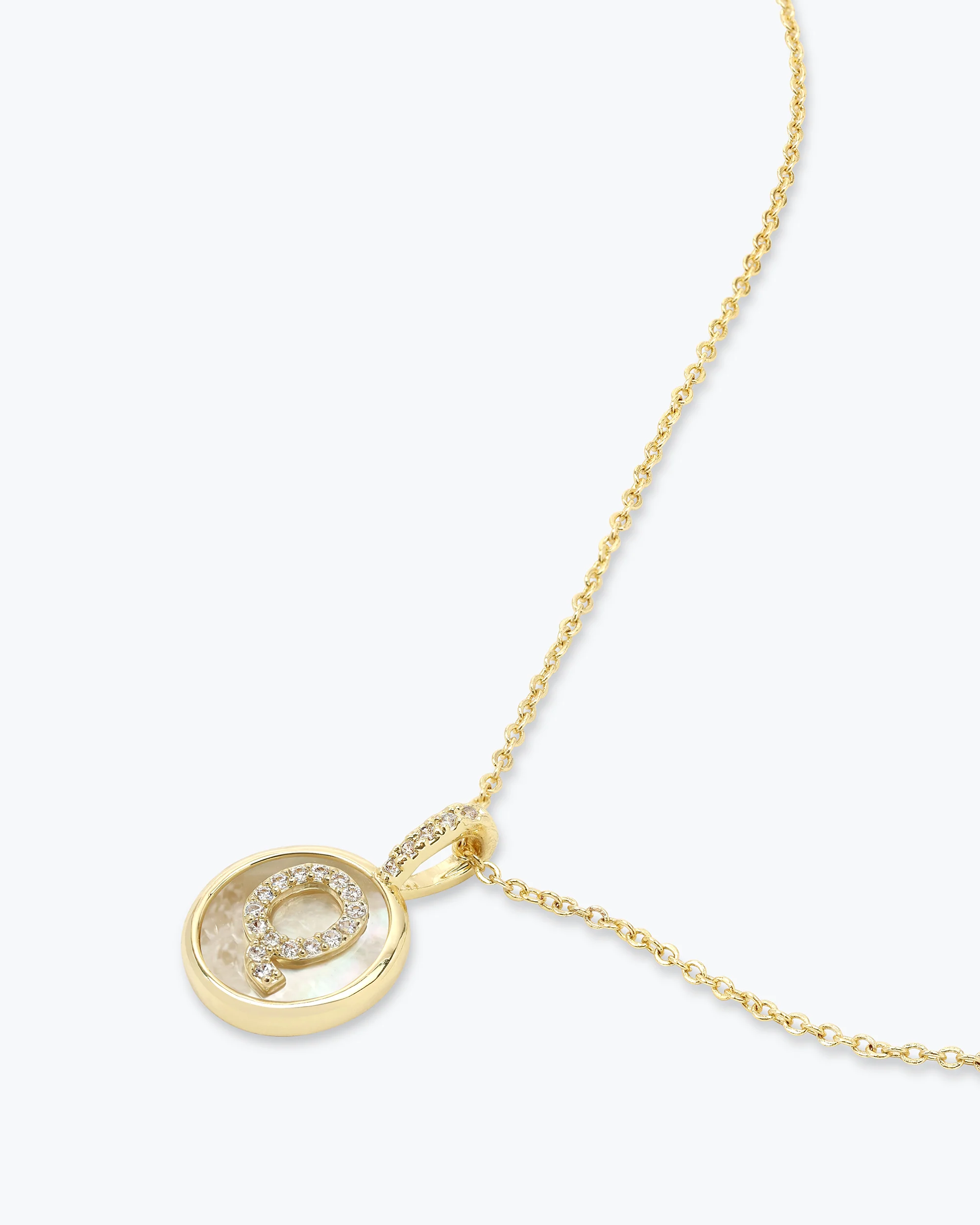 Love Letters Medallion Necklace 12mm - Gold|White Diamondettes - Image 44